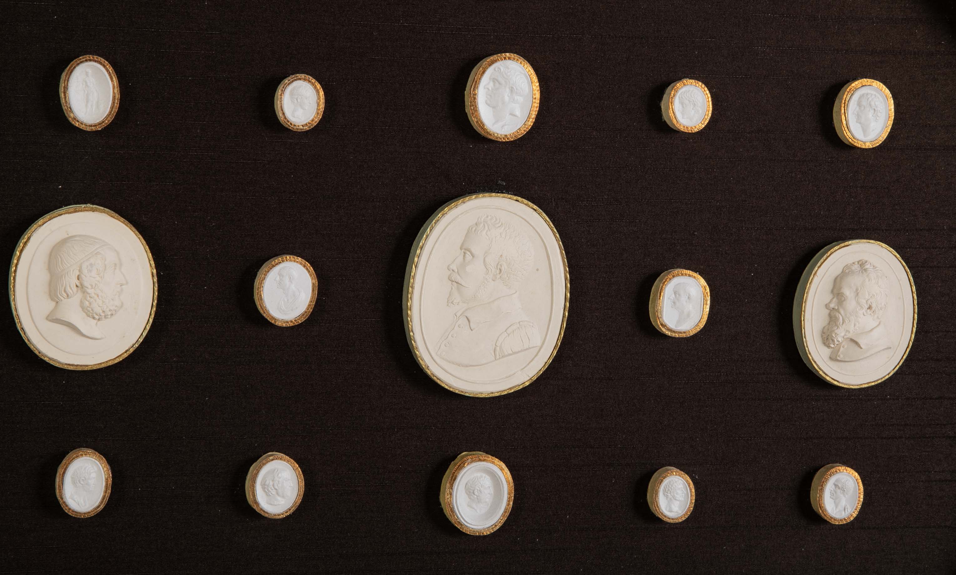 Octagonally Framed Italian Grand Tour Plaster Intaglios