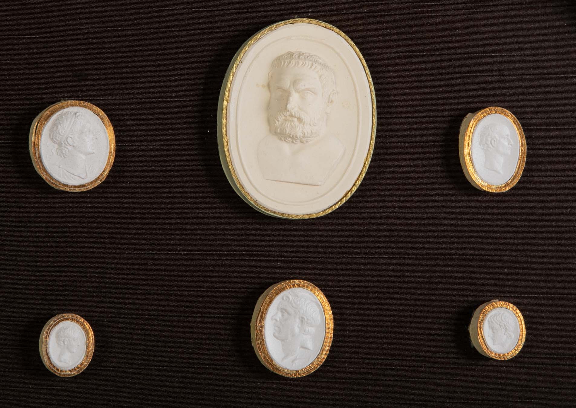 Octagonally Framed Italian Grand Tour Plaster Intaglios