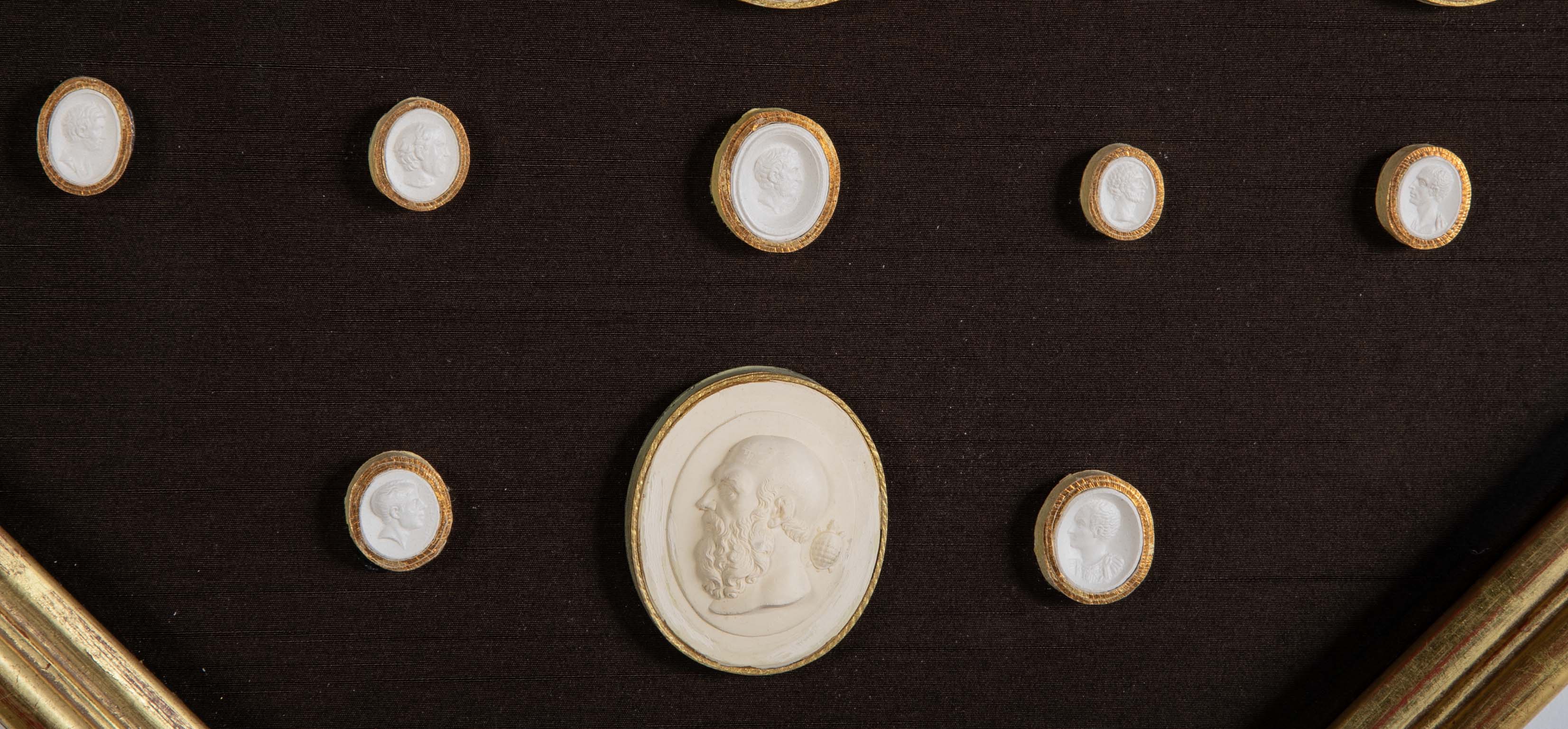 Octagonally Framed Italian Grand Tour Plaster Intaglios