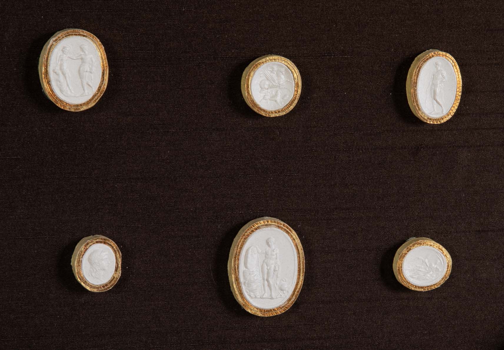 Octagonally Framed Italian Grand Tour Plaster Intaglios