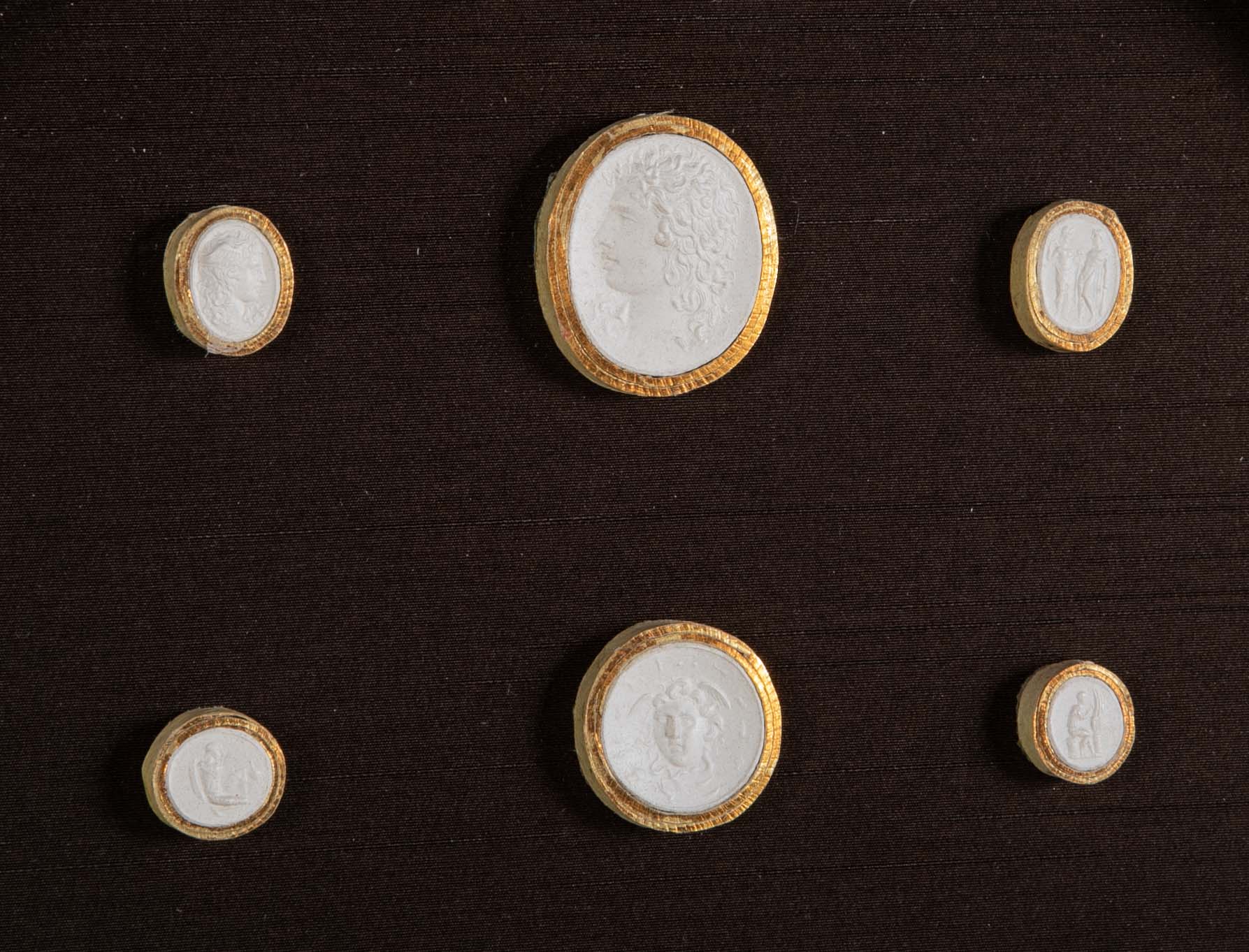 Octagonally Framed Italian Grand Tour Plaster Intaglios