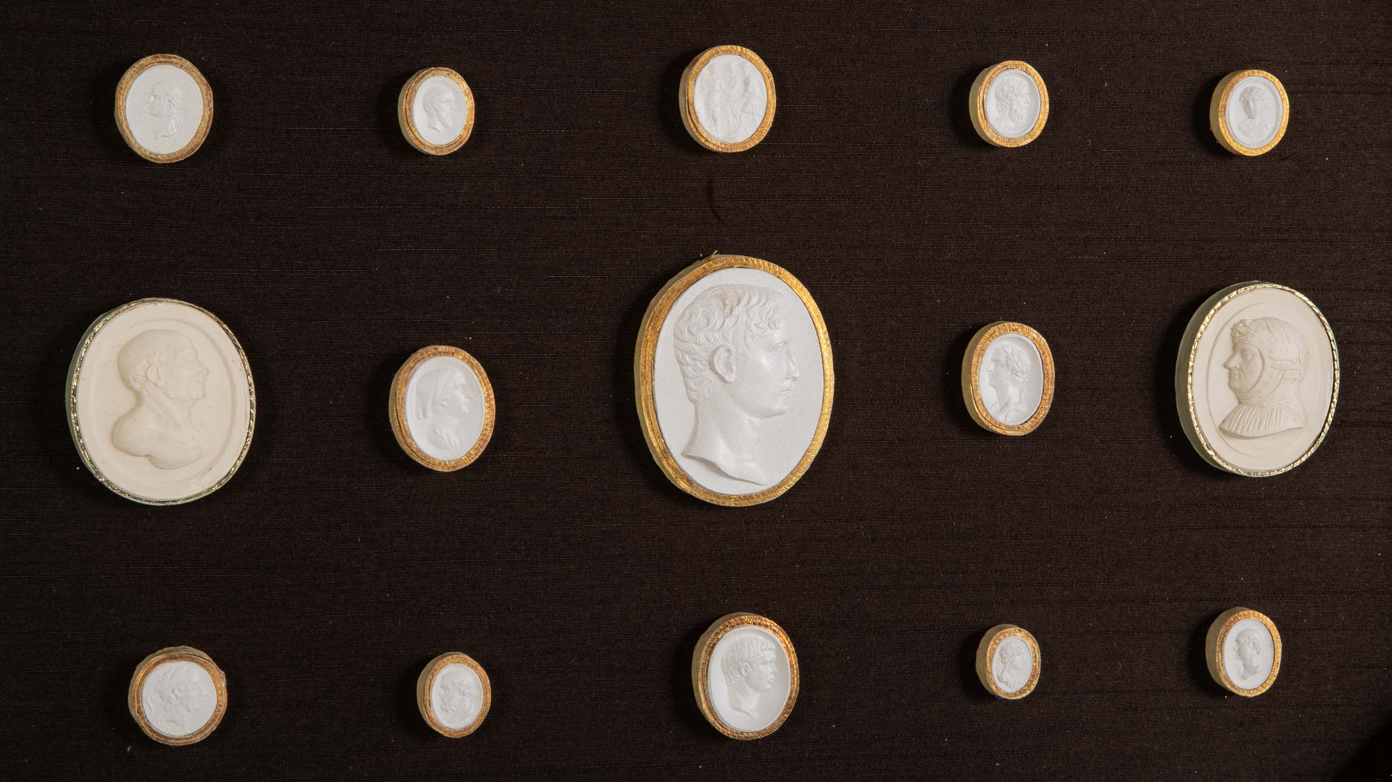 Octagonally Framed Italian Grand Tour Plaster Intaglios