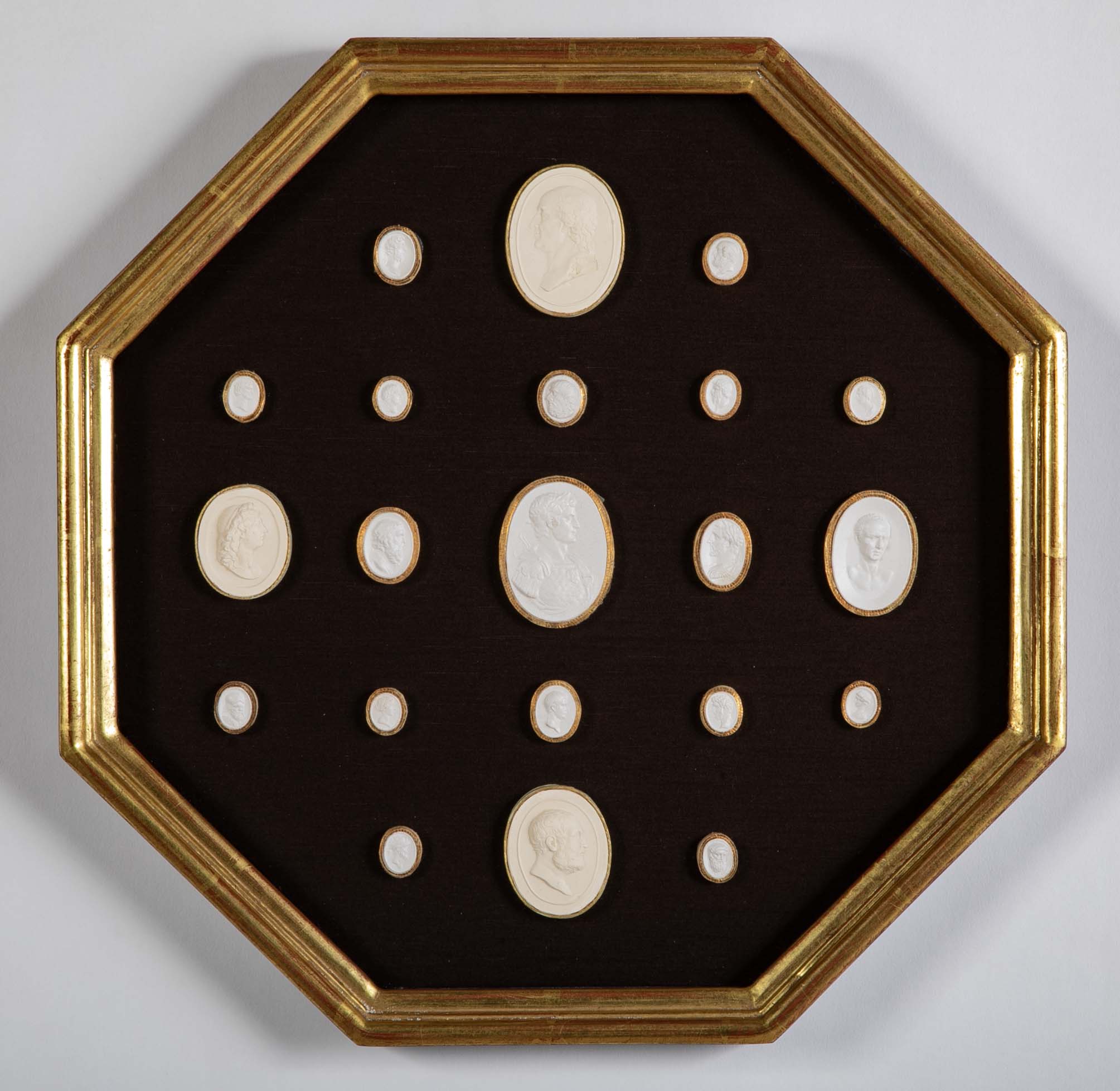 Octagonally Framed Italian Grand Tour Plaster Intaglios