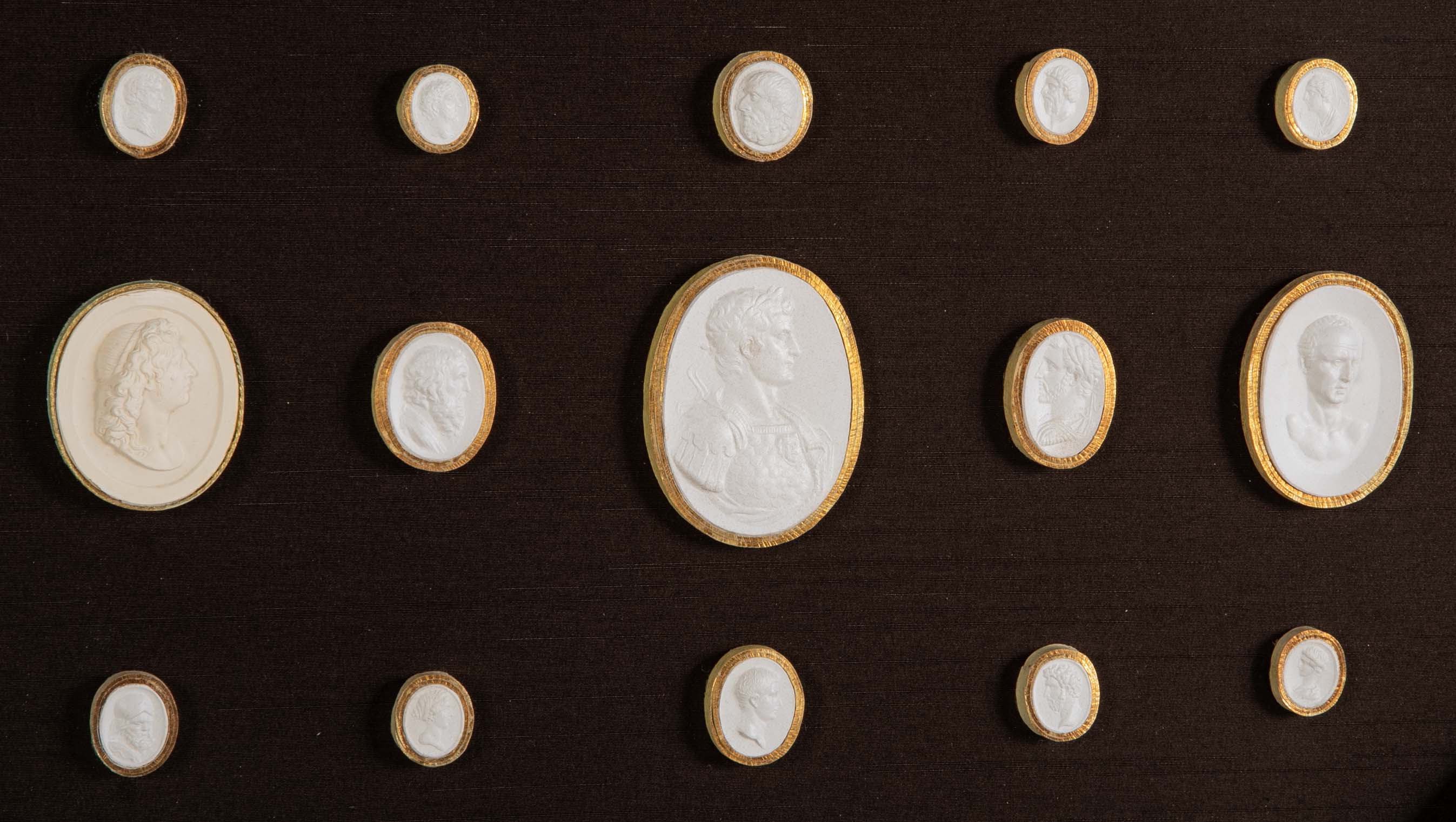 Octagonally Framed Italian Grand Tour Plaster Intaglios