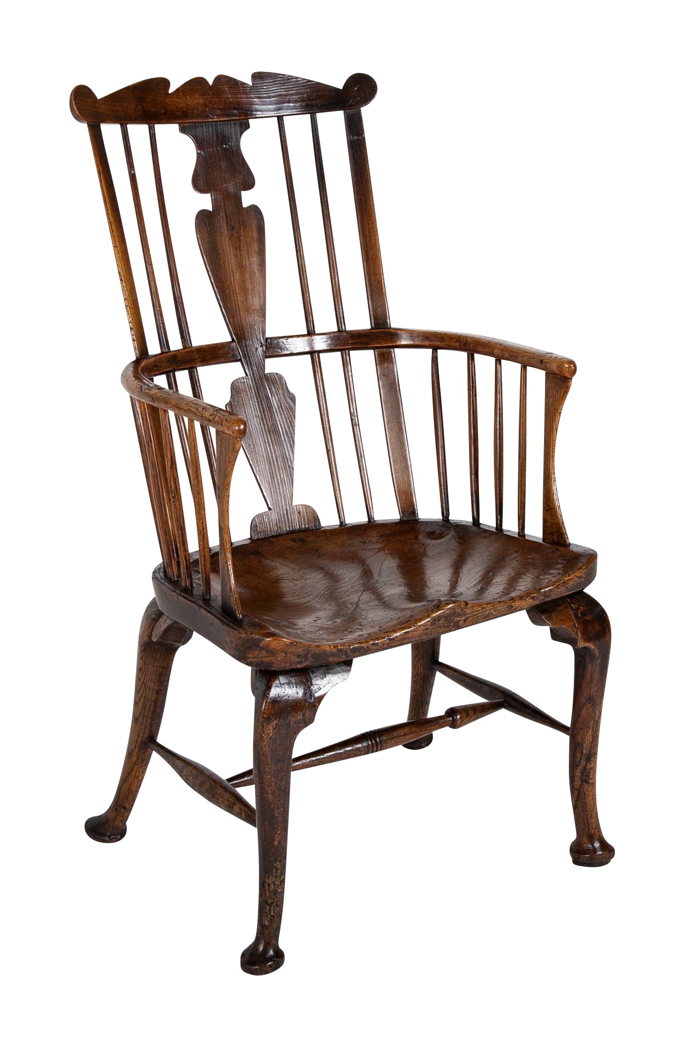 English Highback Windsor Armchair in Elm, Oak, and Yew