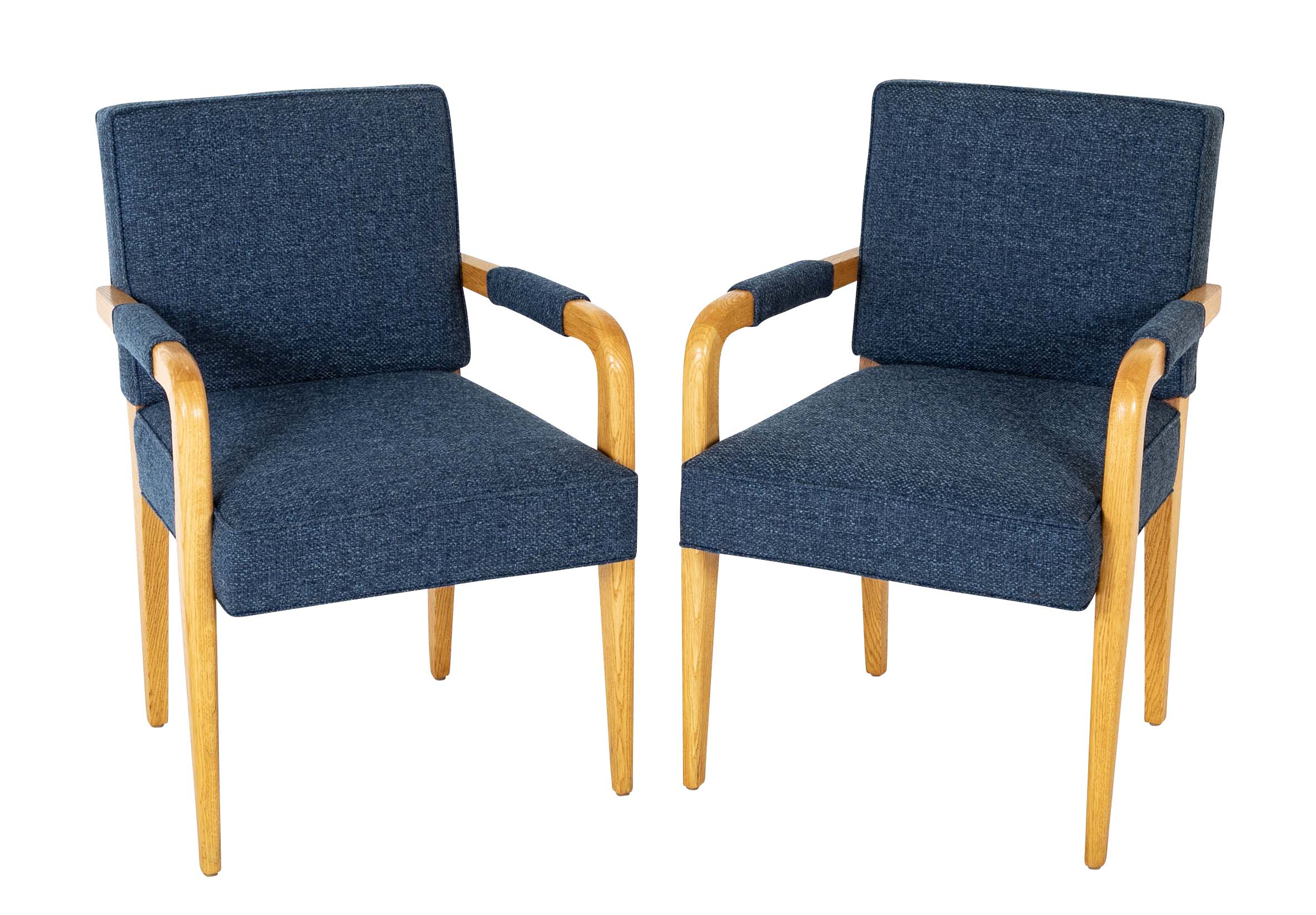 Pair of French Oak Open Arm Armchairs