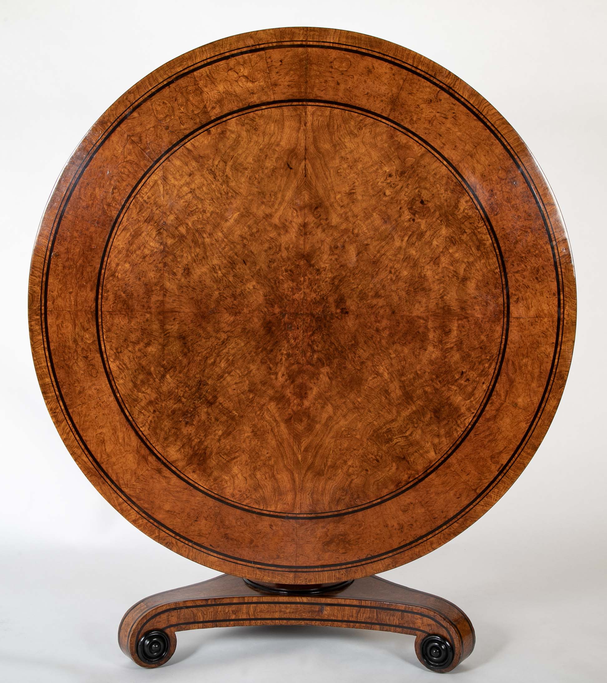 English Burl Wood Center Table