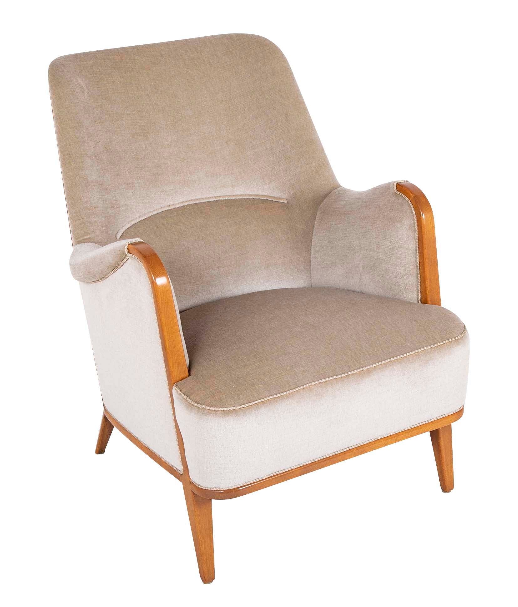Upholstered Arm Chair Attributed By Axel Larsson with Exposed Frame