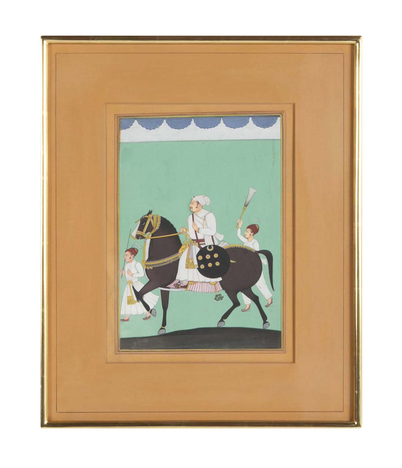 Jodhpur School Portrait of an Indian Prince with Two Attendants