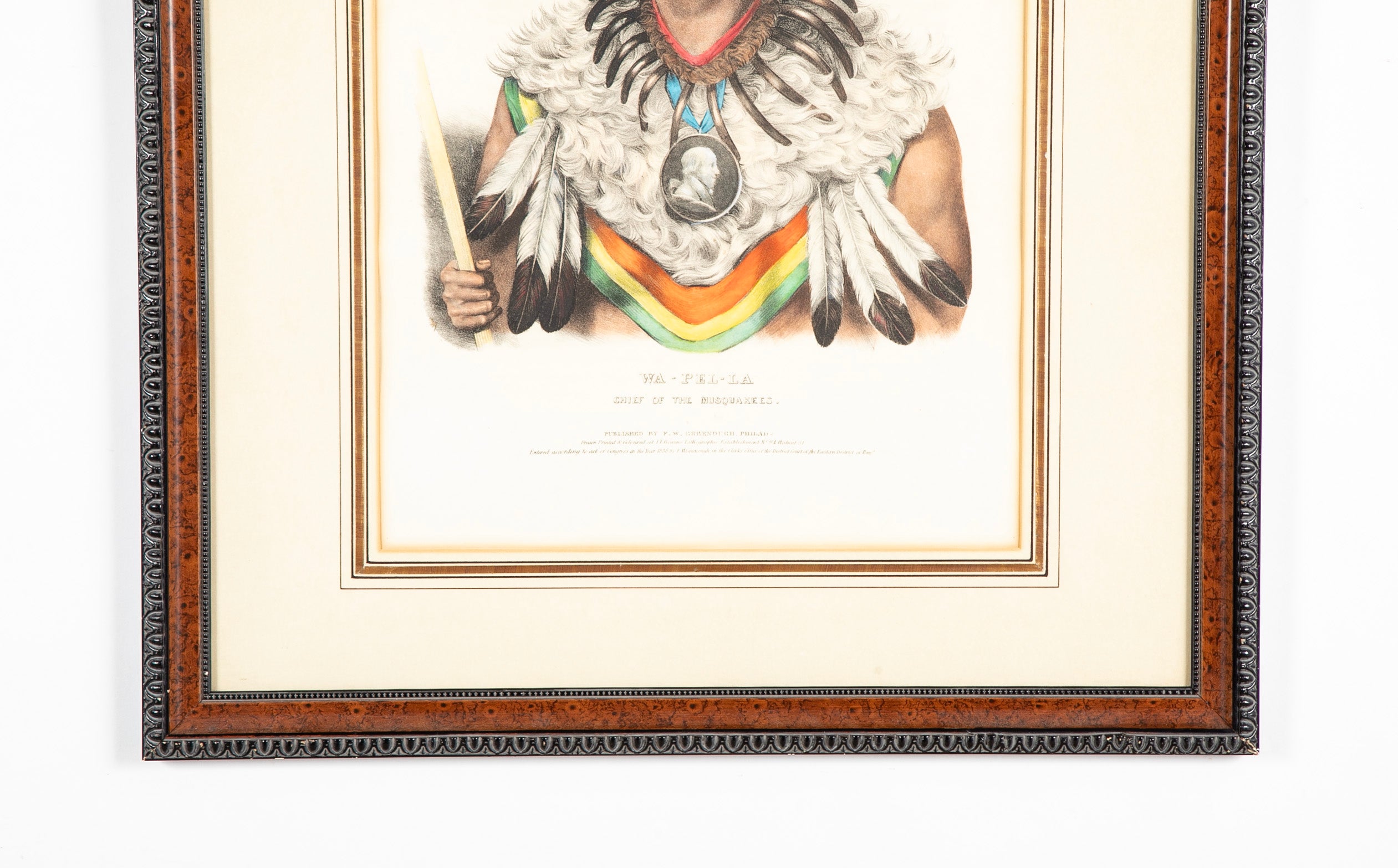 Hand-Colored Lithograph from “The History of the American Tribes of North America,” McKenney & Hall