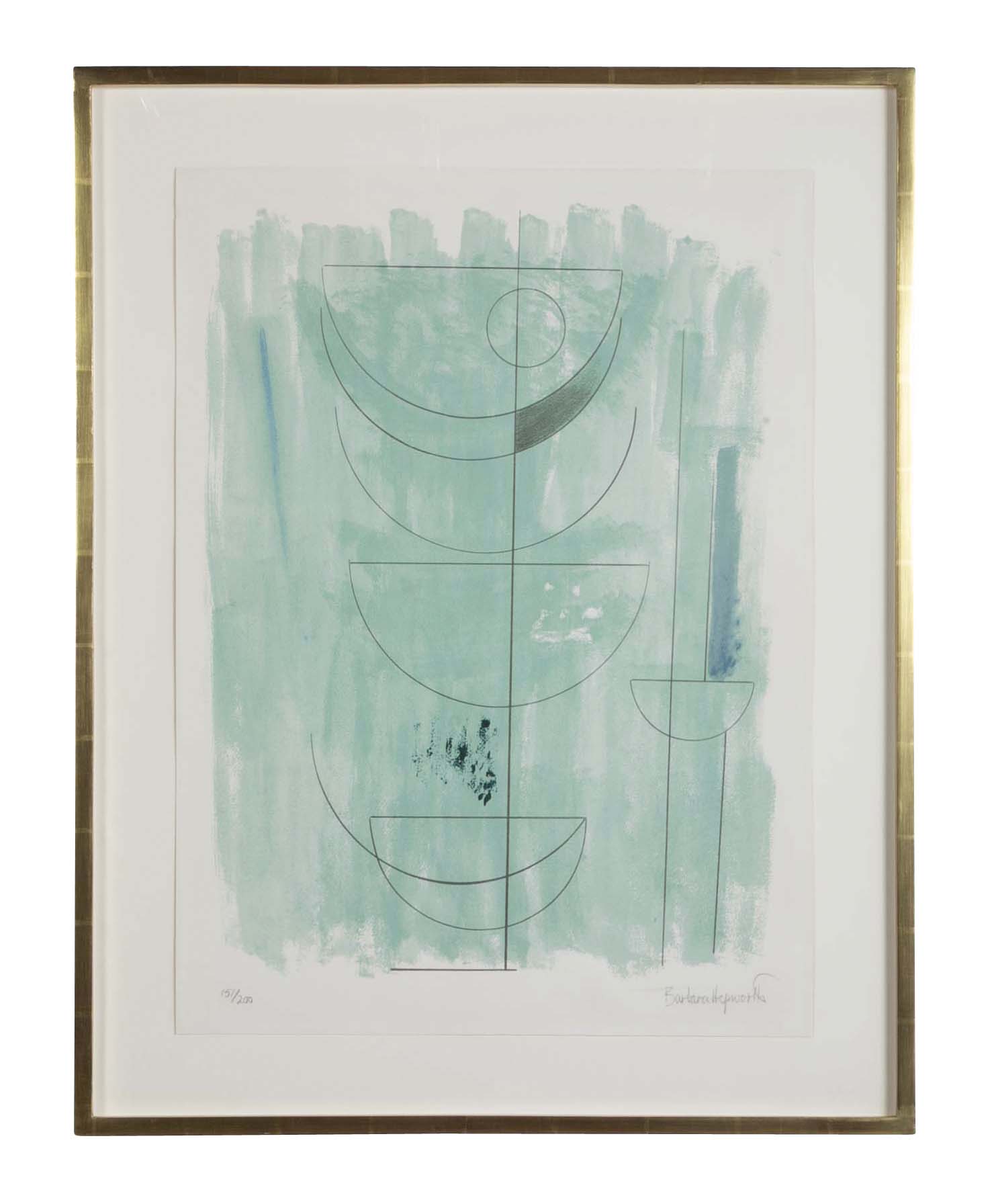 "Green Man" Lithograph in Colors by Barbara Hepworth