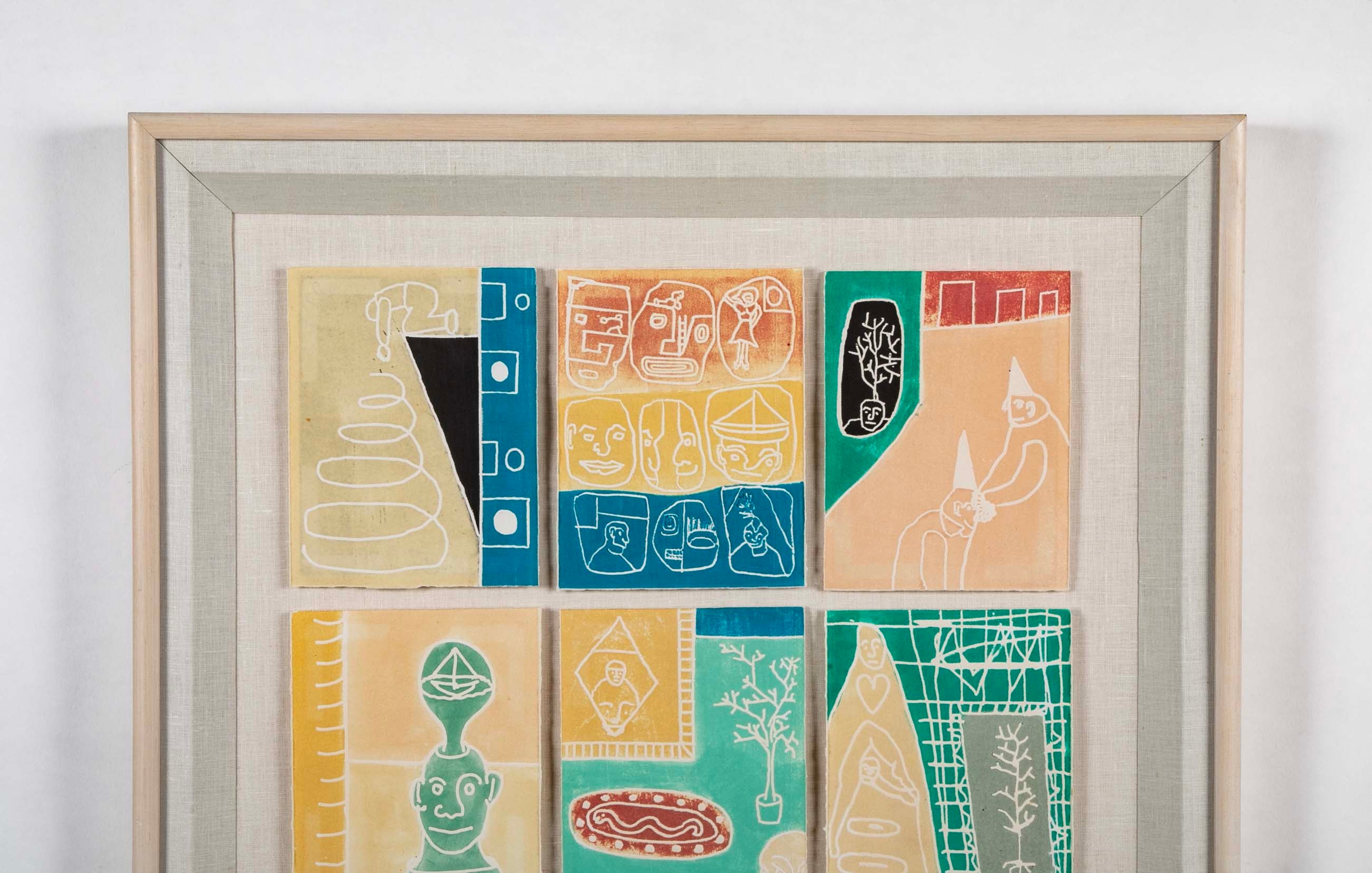 "Scratch Music" Set of 9 Woodcuts in Colors by Robin Winters