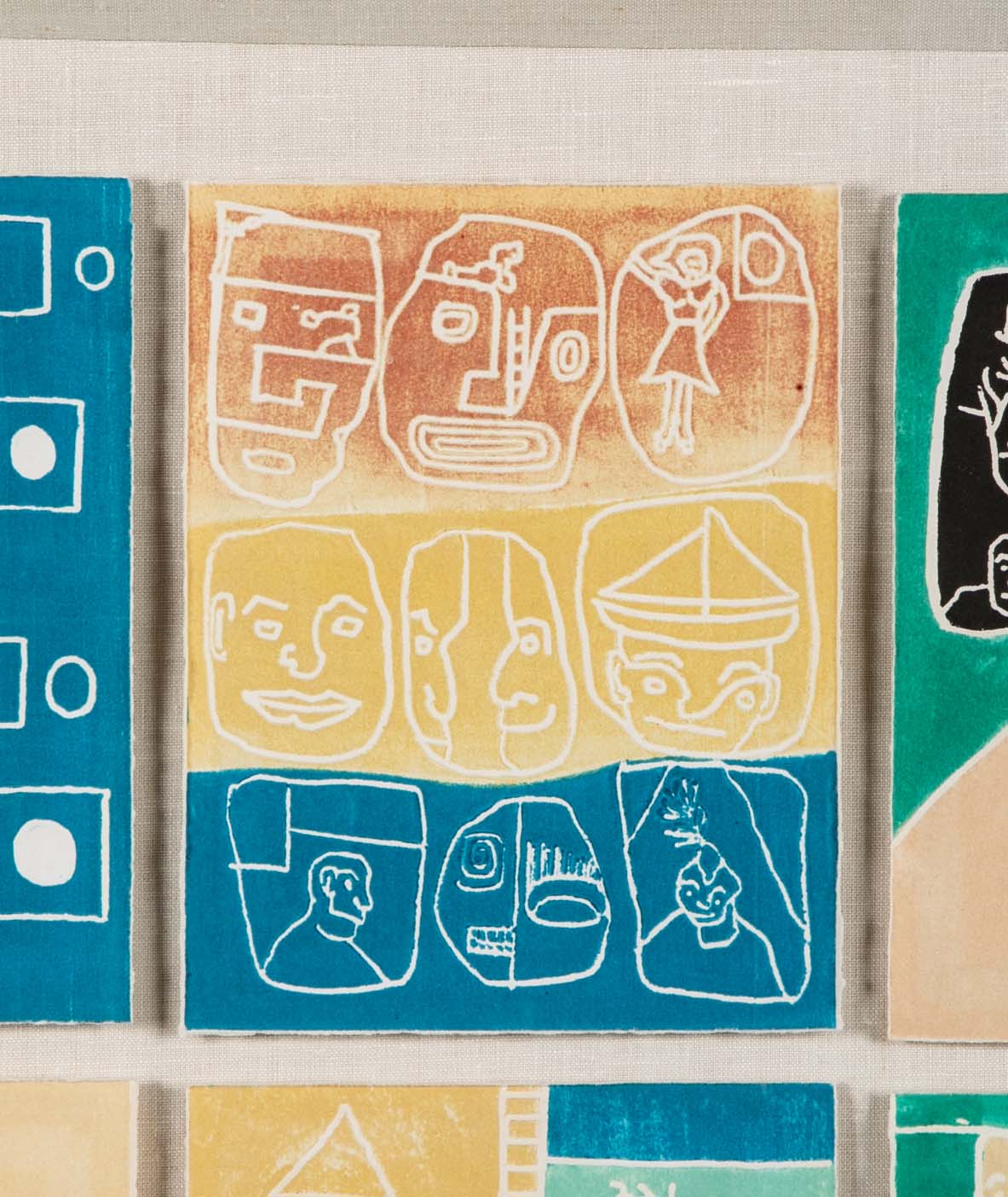 "Scratch Music" Set of 9 Woodcuts in Colors by Robin Winters