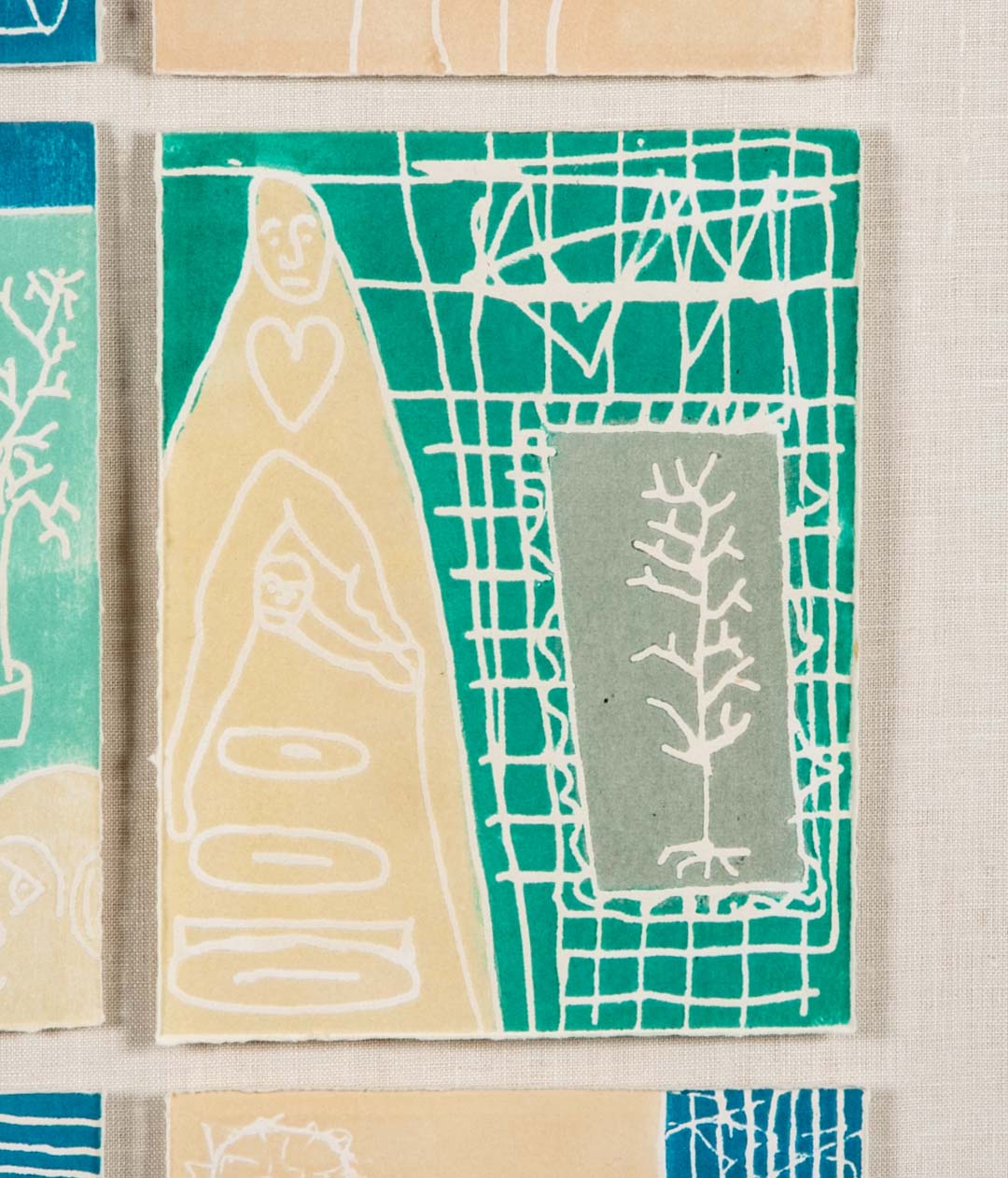 "Scratch Music" Set of 9 Woodcuts in Colors by Robin Winters