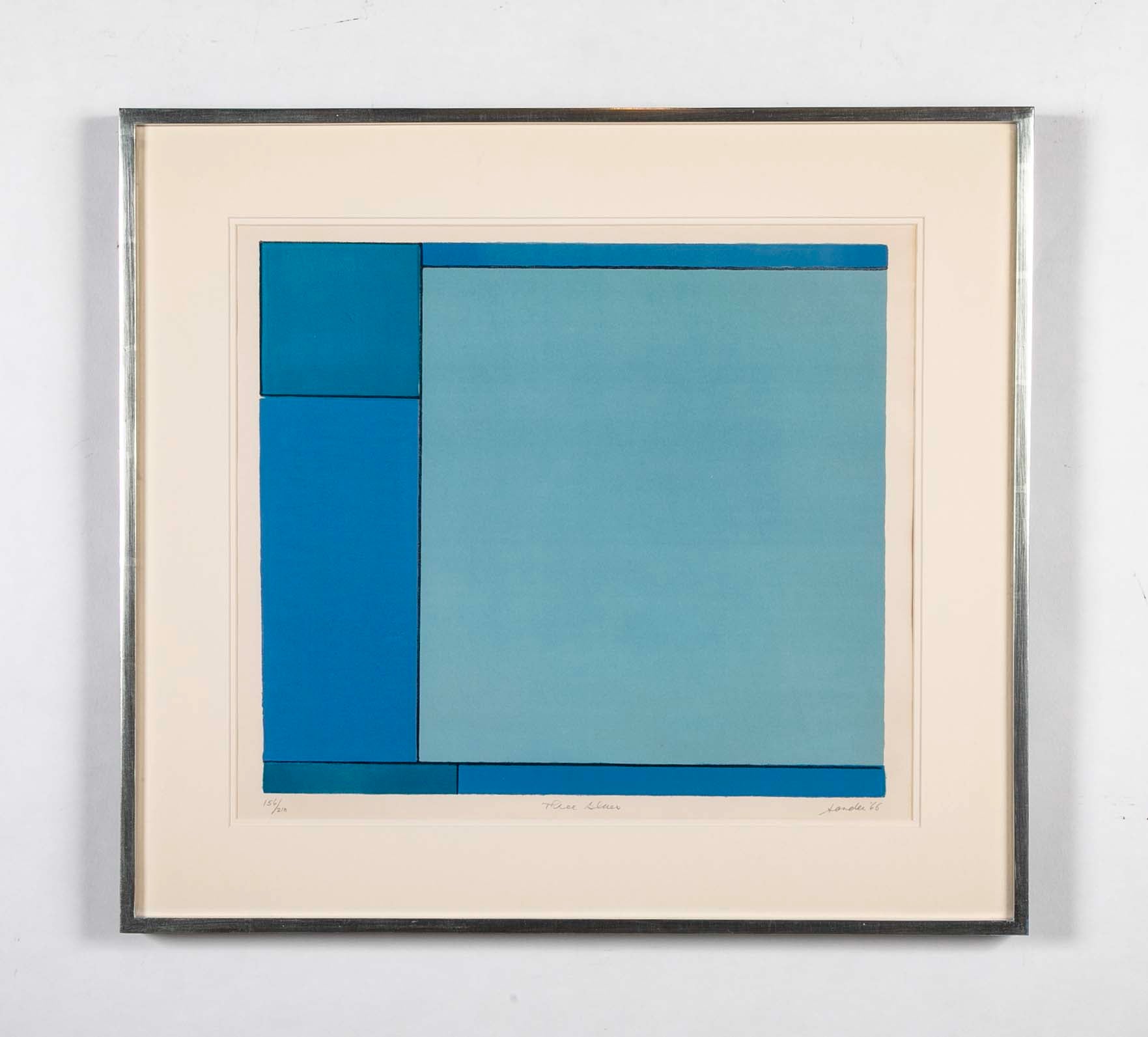 "Three Blues" Lithograph in Colors by Ludwig Sander