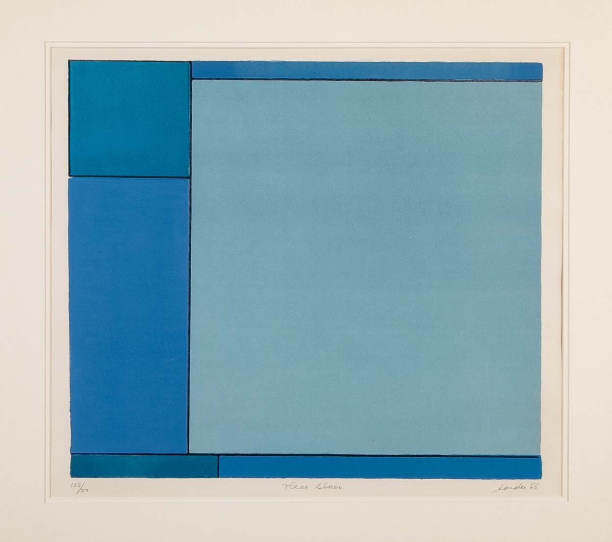 "Three Blues" Lithograph in Colors by Ludwig Sander