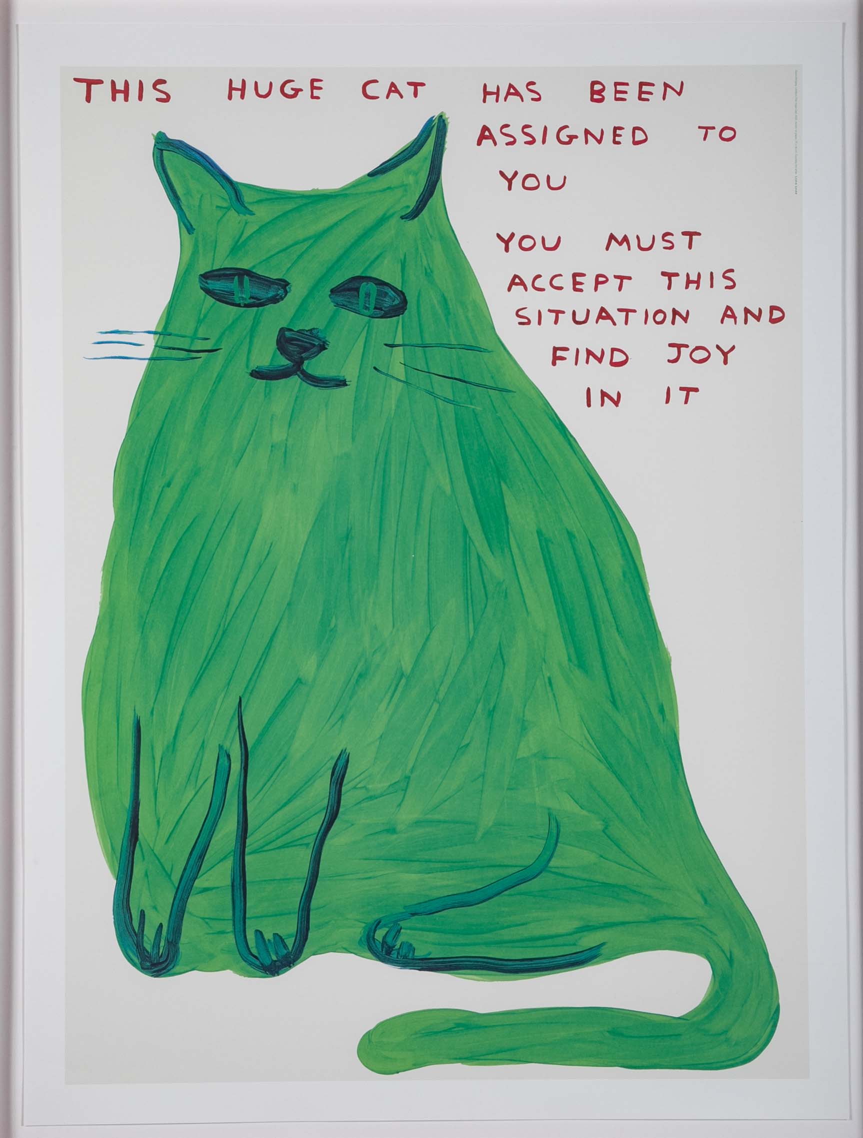 David Shrigley (b.1968) Poster of a Green Cat " This Huge Cat has Been Assigned to You....."