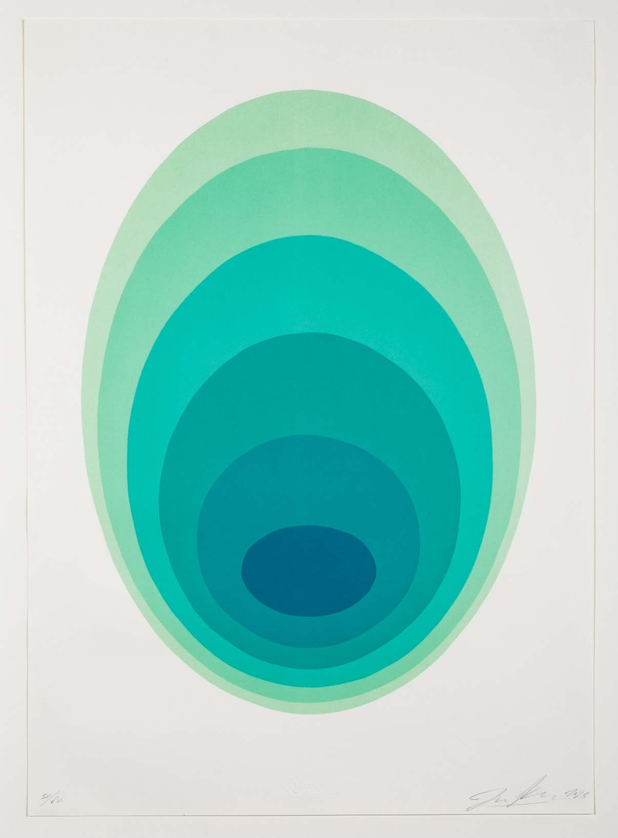 "Vibrating Egg (Verde)" Silkscreen in Color by Czech Artist Jan Kalab