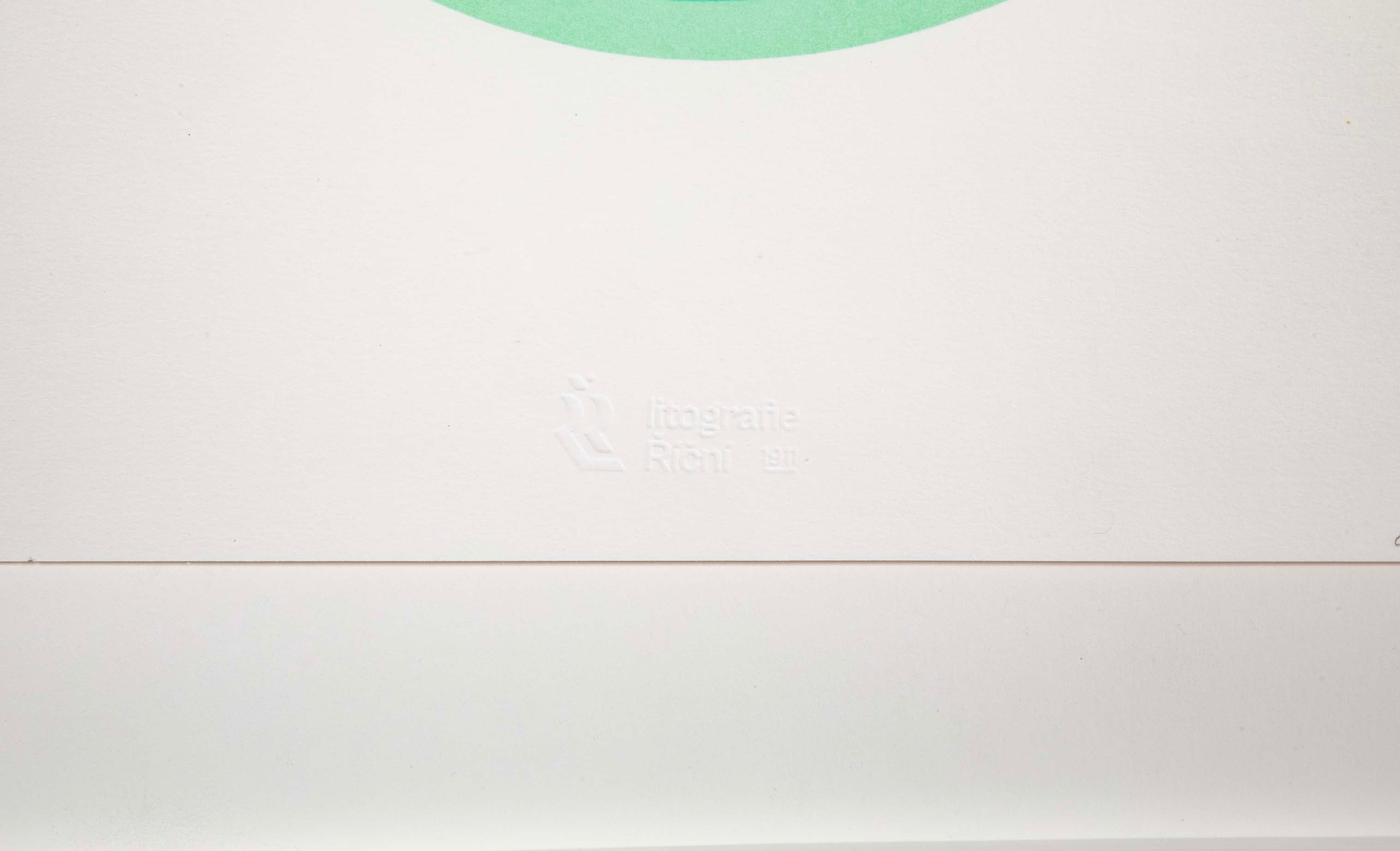 "Vibrating Egg (Verde)" Silkscreen in Color by Czech Artist Jan Kalab