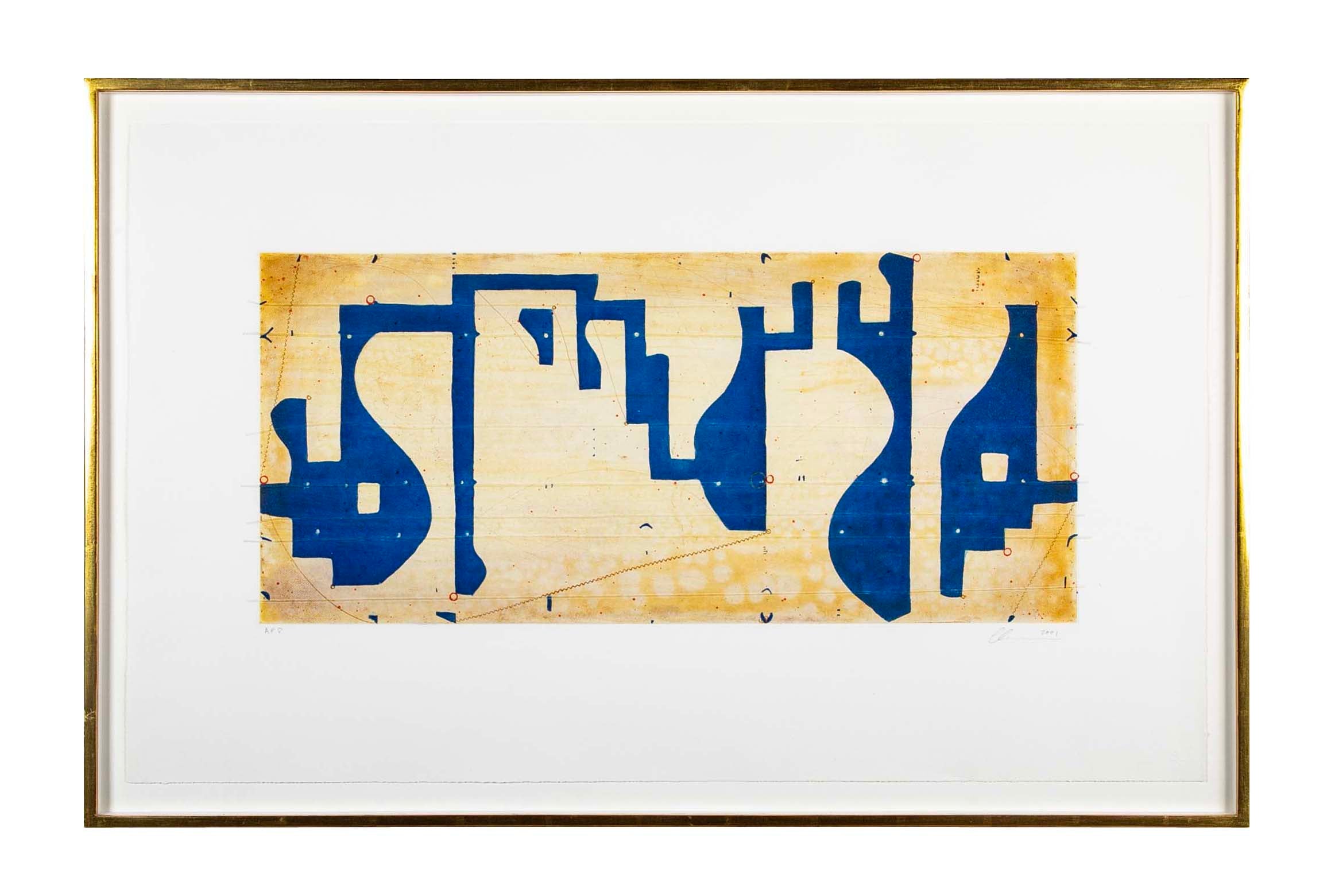 "Seven String Etching with White and Blue" by Caio Fonseca