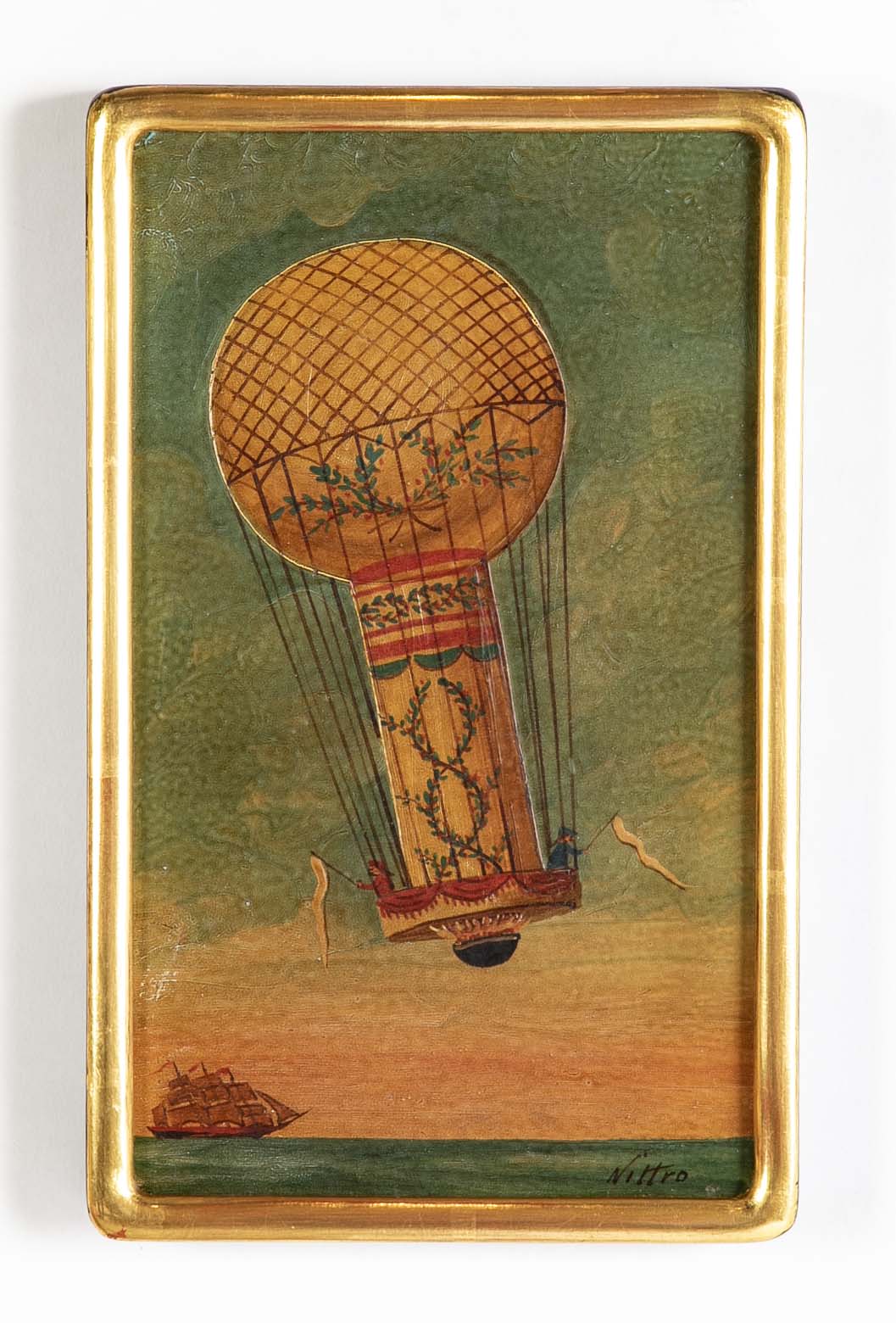 Trotin Hector 1894 "Le Vallois L'Aero Montgolfier " Oil on paper on Board Paintings
