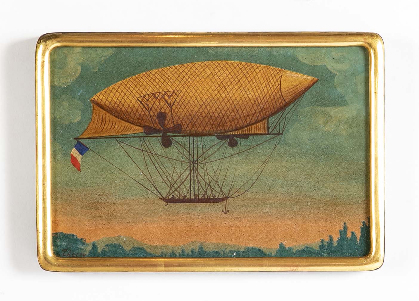 Trotin Hector 1894 "Le Vallois L'Aero Montgolfier " Oil on paper on Board Paintings
