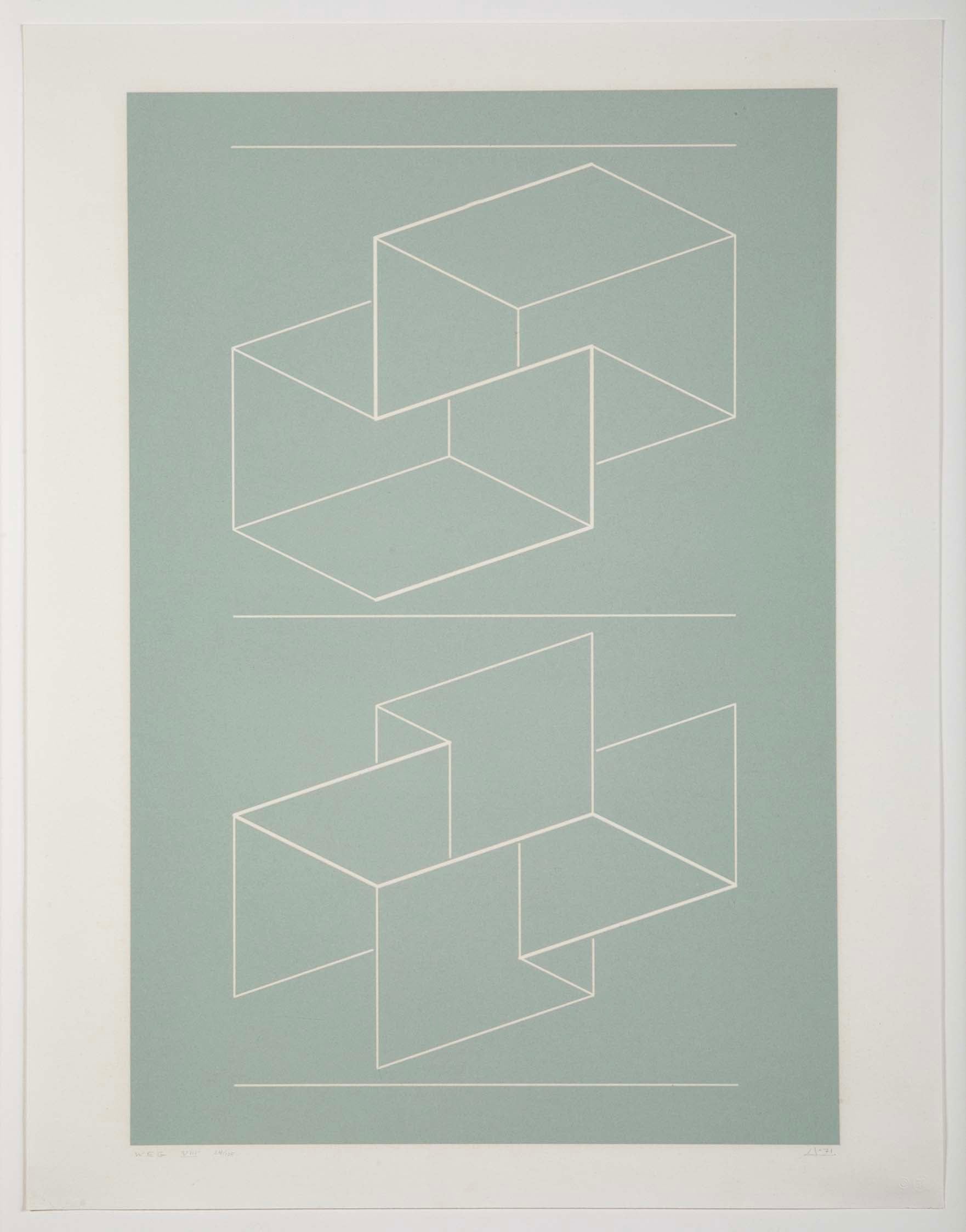 "White Embossing on Gray VI", by Josef Albers