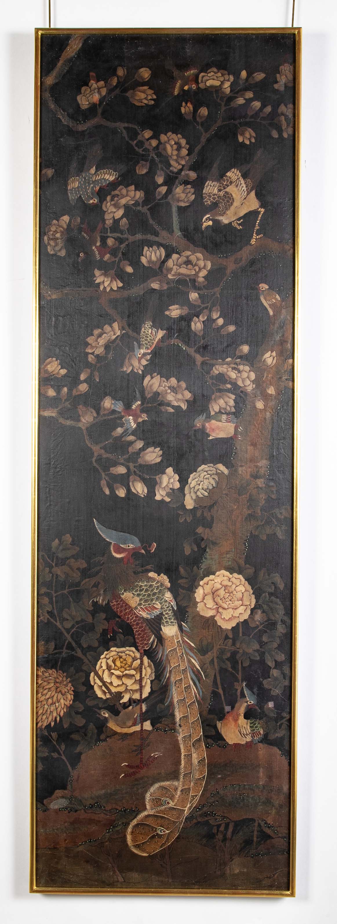 Set of 4 Chinese Late 18th/Early 19th Century Framed Silk Painted Panels