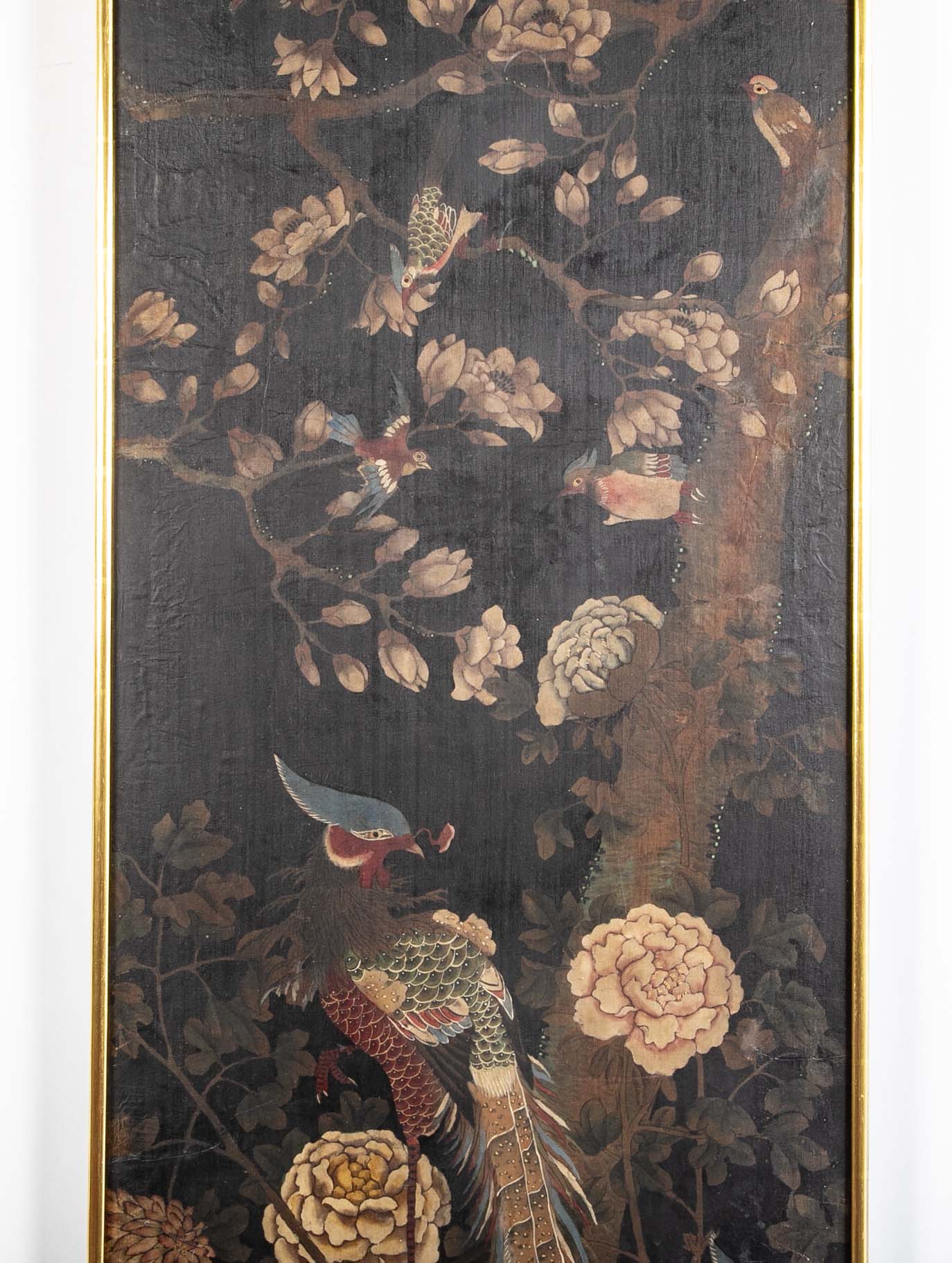 Set of 4 Chinese Late 18th/Early 19th Century Framed Silk Painted Panels
