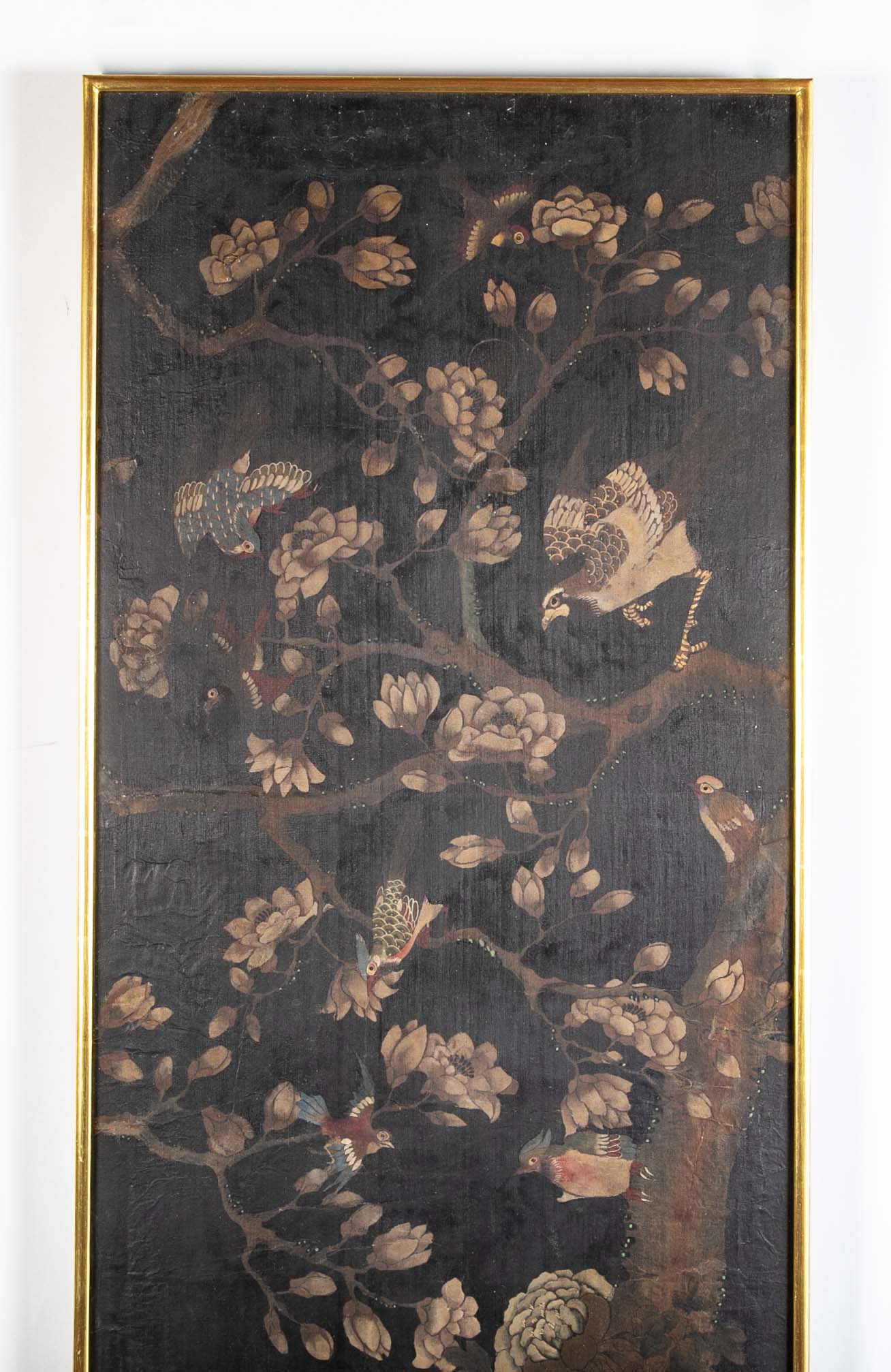 Set of 4 Chinese Late 18th/Early 19th Century Framed Silk Painted Panels