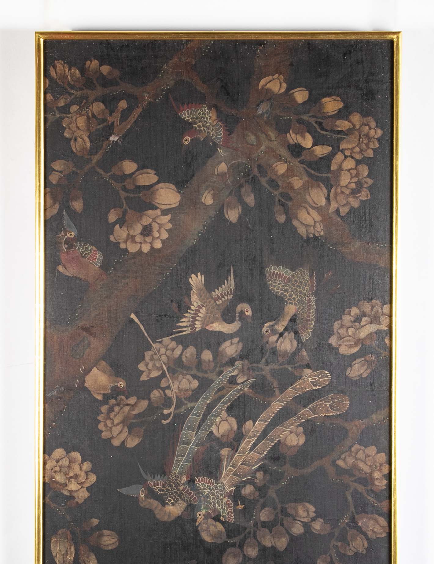 Set of 4 Chinese Late 18th/Early 19th Century Framed Silk Painted Panels