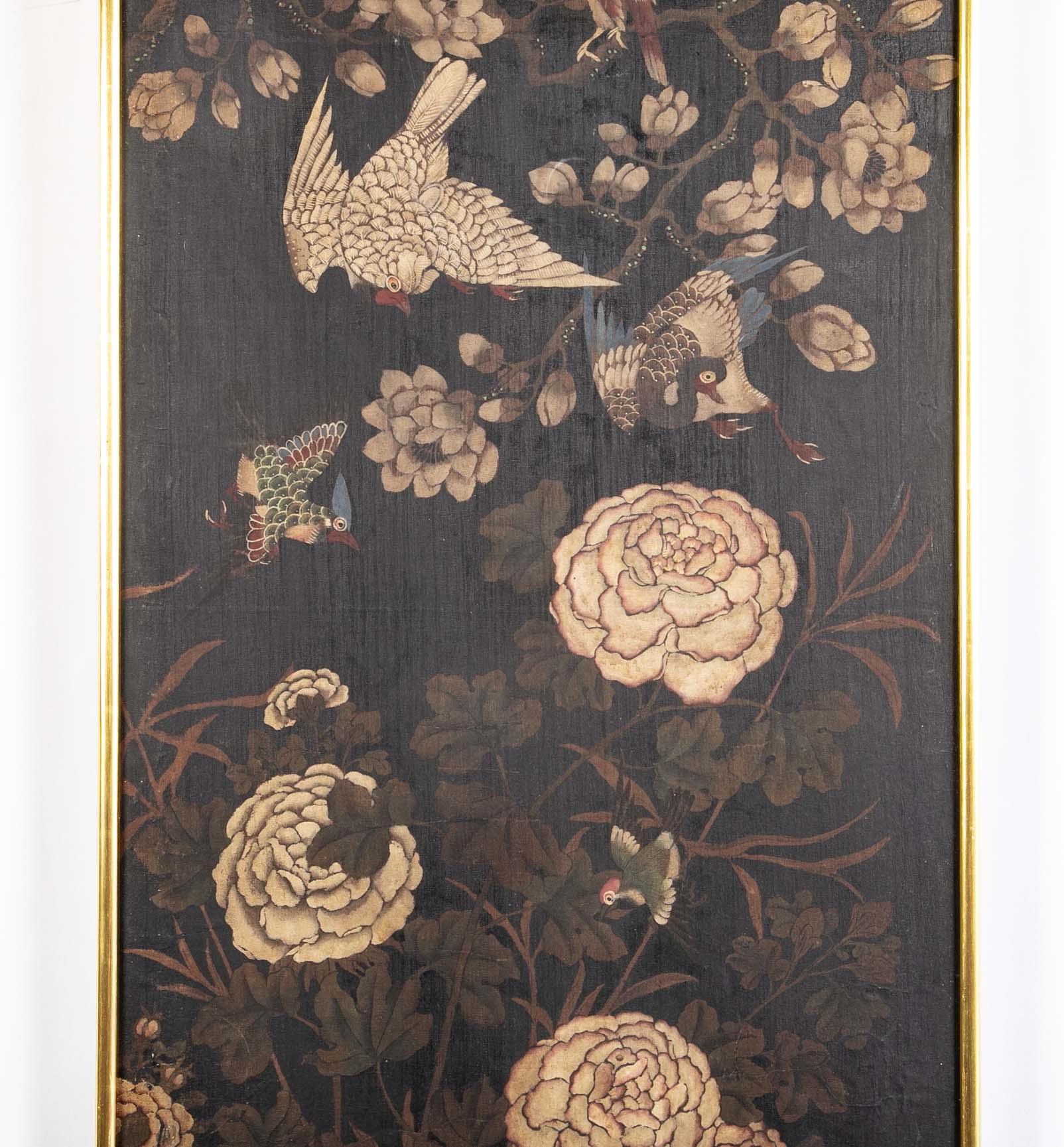 Set of 4 Chinese Late 18th/Early 19th Century Framed Silk Painted Panels