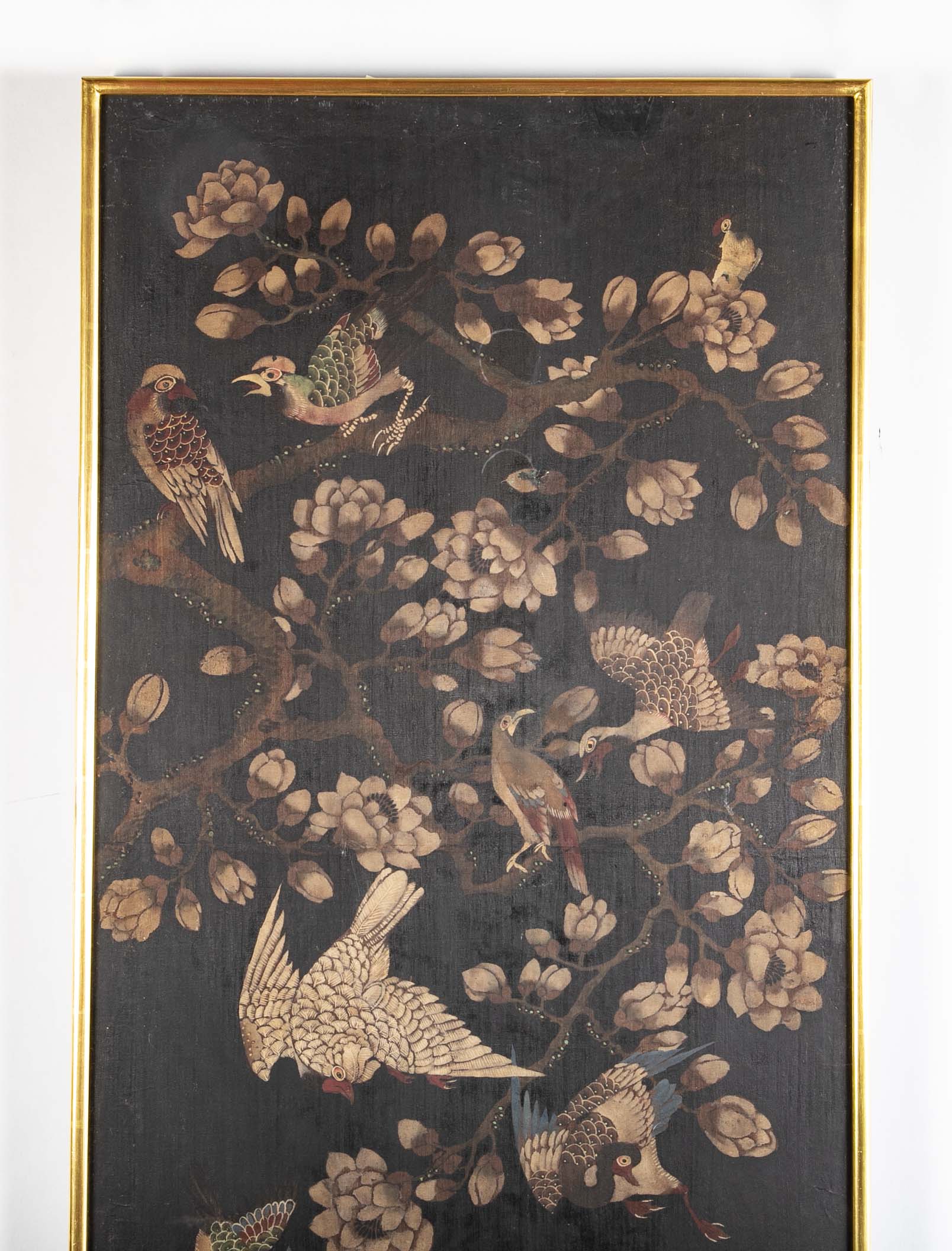 Set of 4 Chinese Late 18th/Early 19th Century Framed Silk Painted Panels