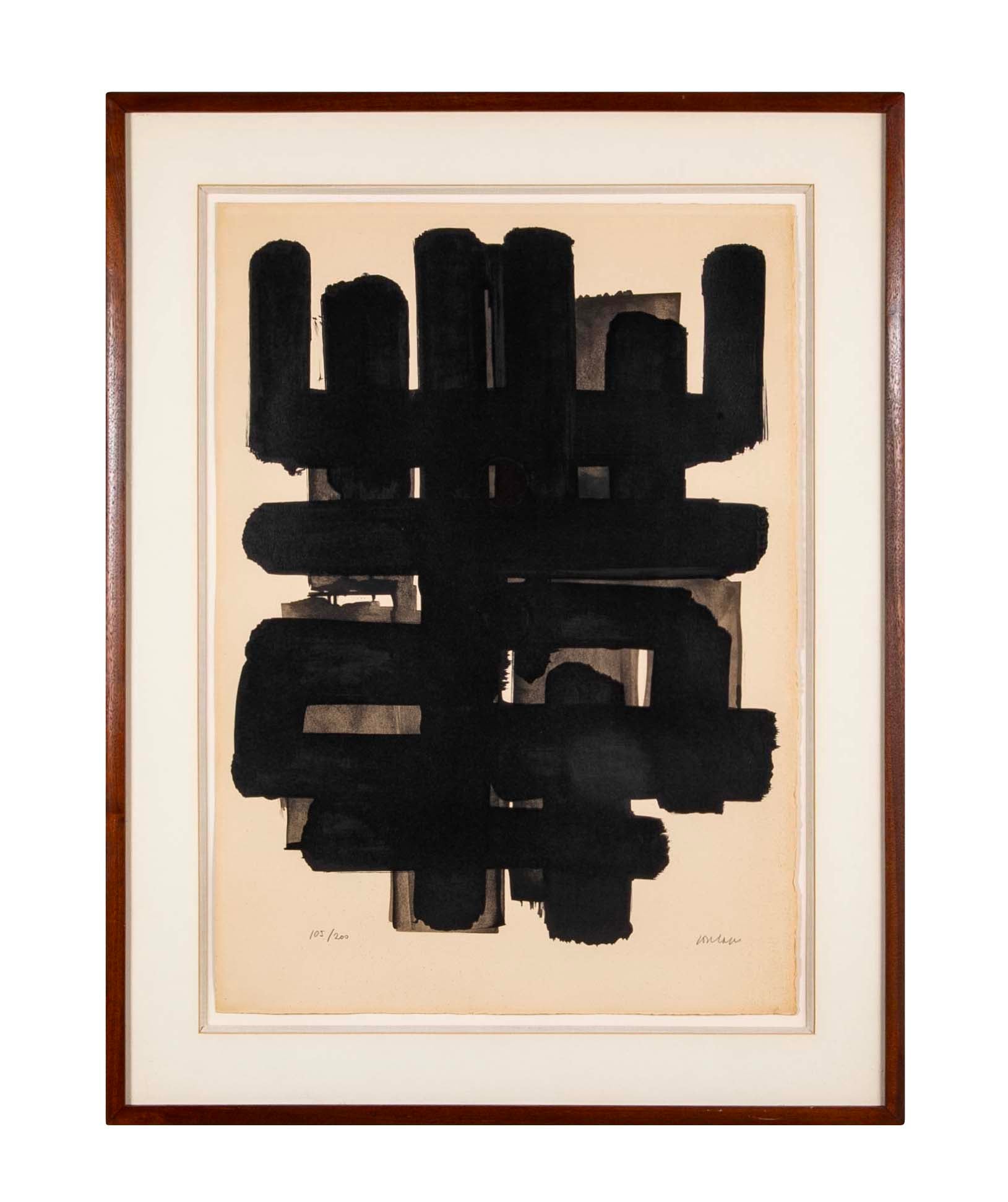 "Lithographie No. 3" by French Artist Pierre Soulages