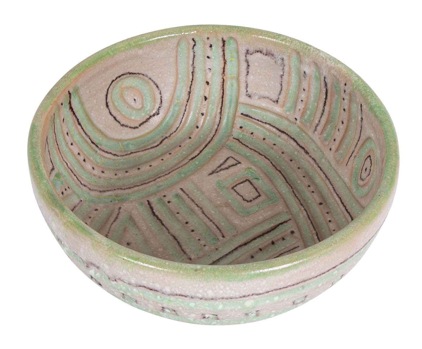 Glazed Ceramic Bowl with Bold Design by Guido Gambone
