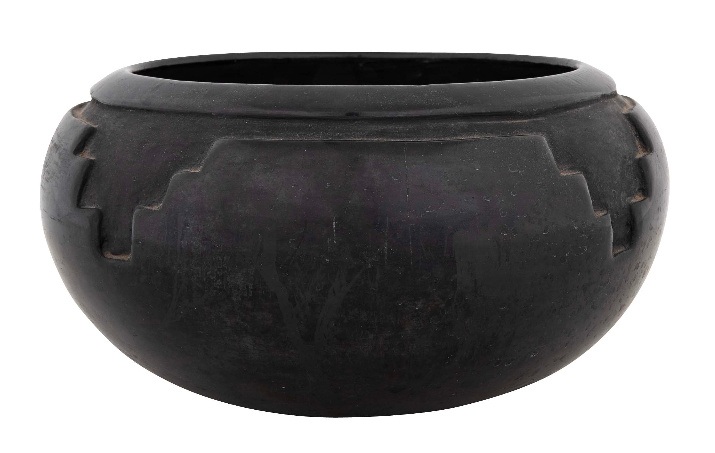 Large Carved Blackware Bowl by Rosalie and Joe Aguilar