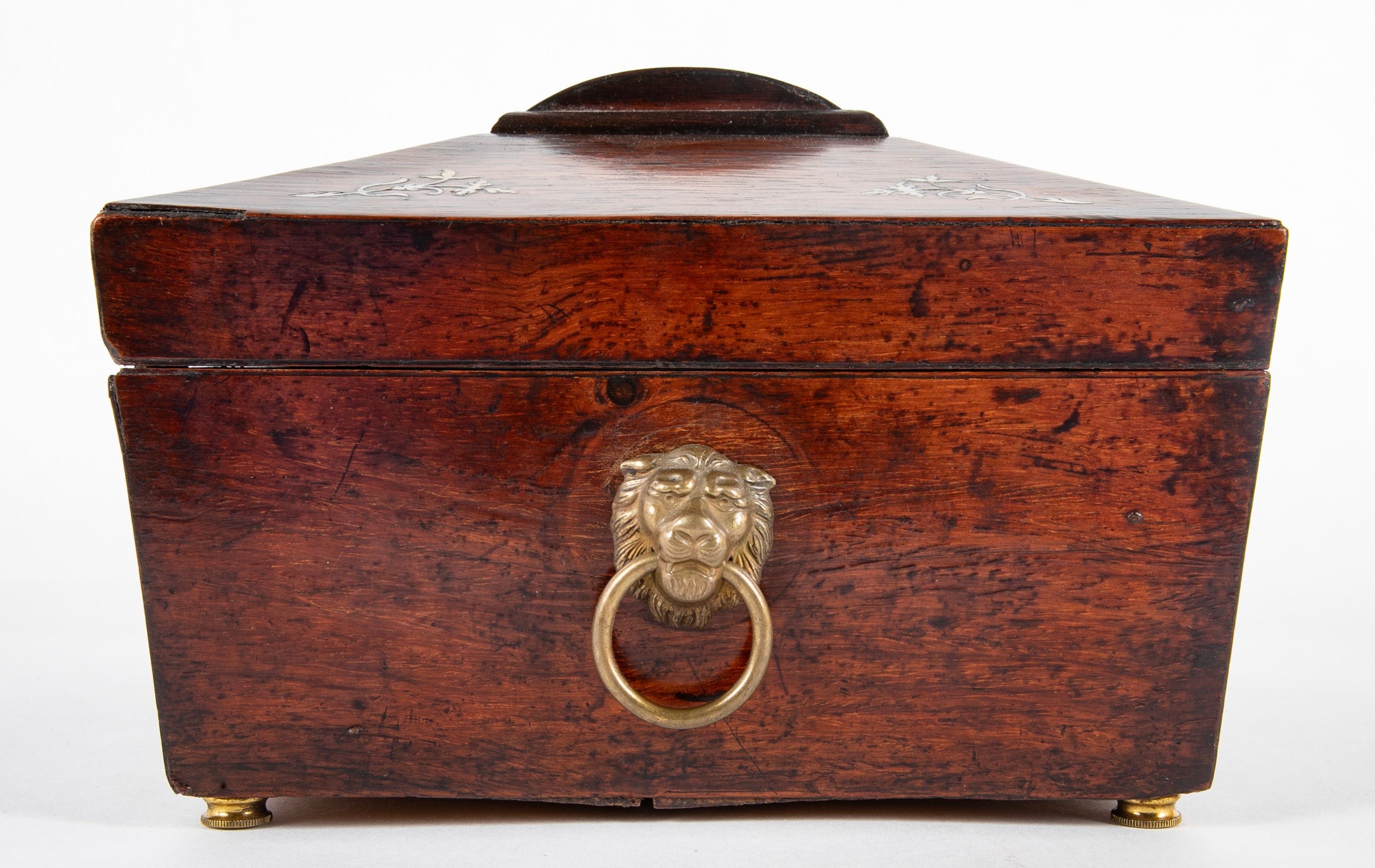 A Regency Sarcophagus Mahogany & Mother-of-Pearl Inlaid Box