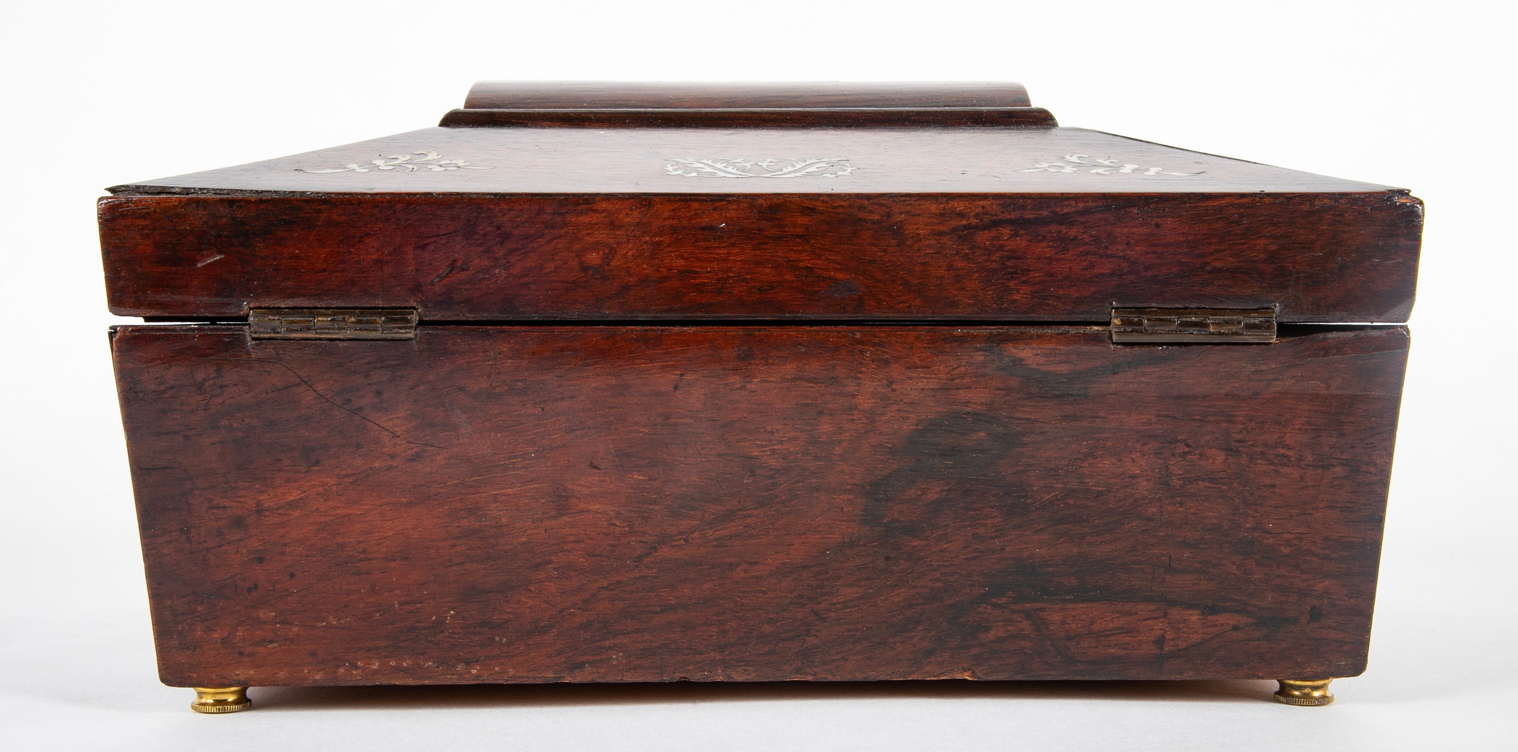 A Regency Sarcophagus Mahogany & Mother-of-Pearl Inlaid Box