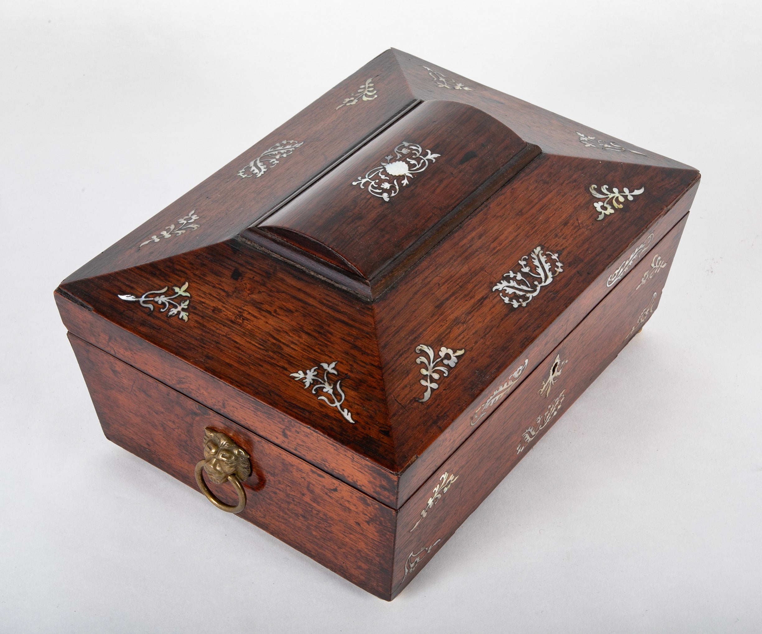 A Regency Sarcophagus Mahogany & Mother-of-Pearl Inlaid Box