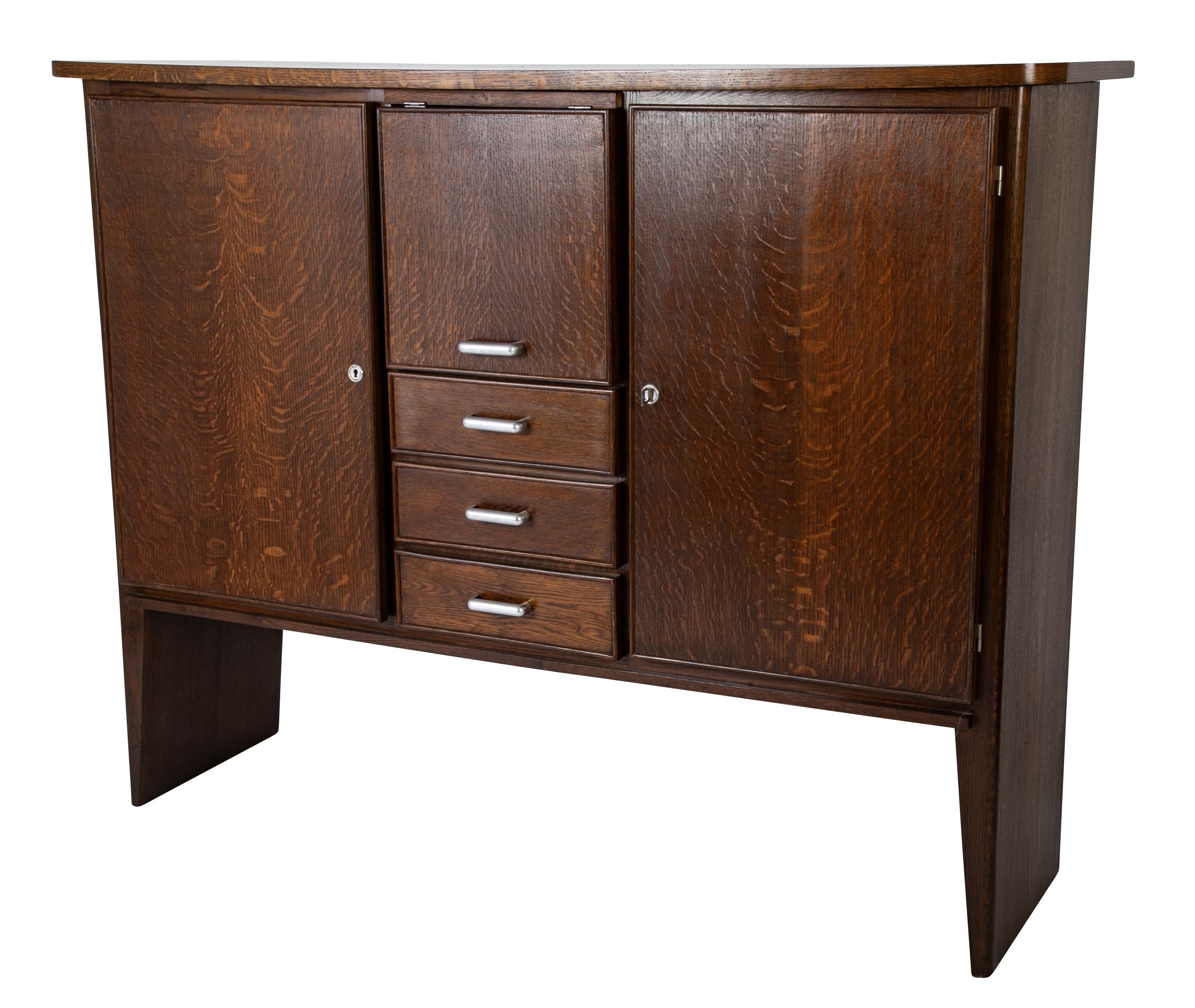 An Oak and Aluminum Cabinet by Rene Gabriel