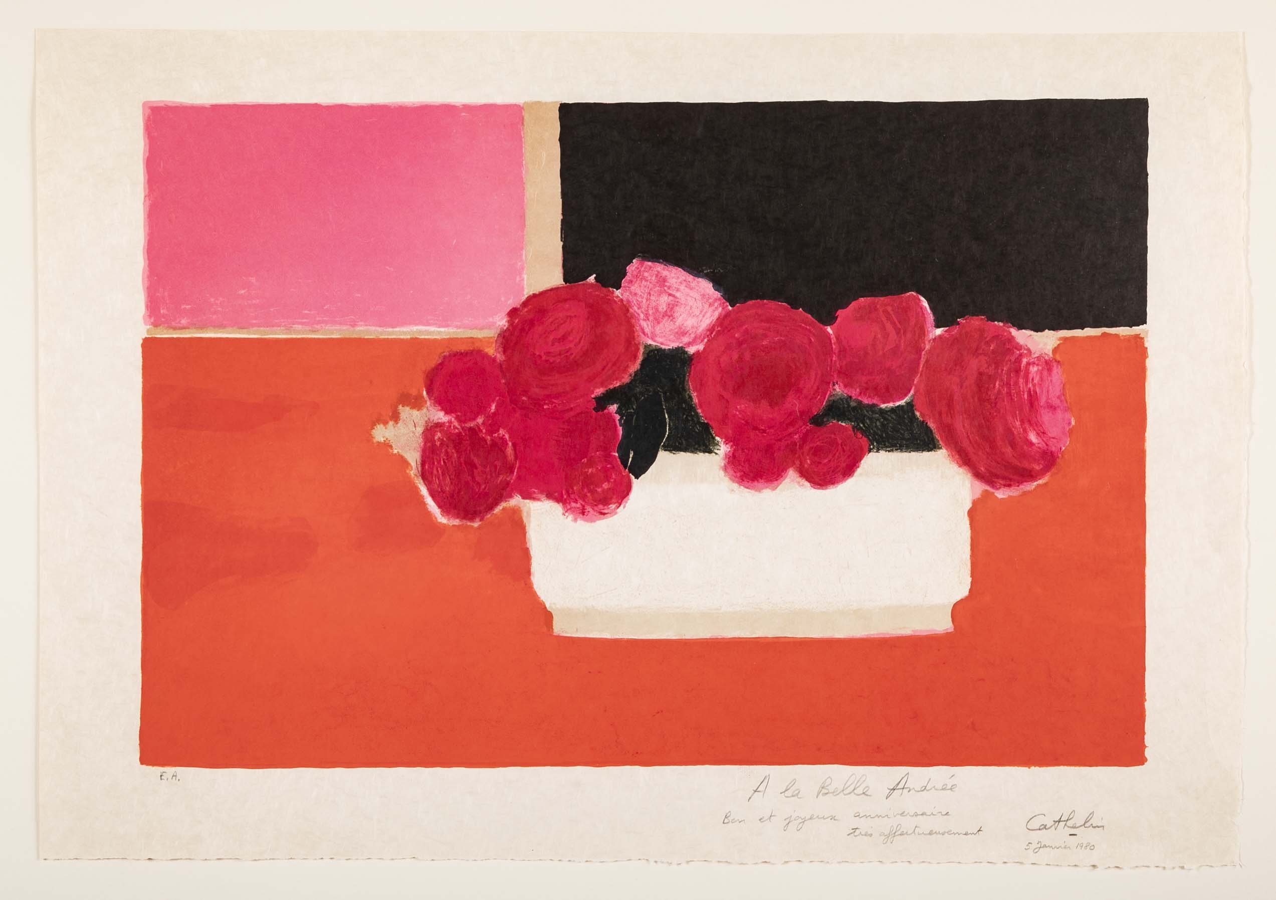 A Bernard Cathelin Lithograph "Hortensias et Poivrons"