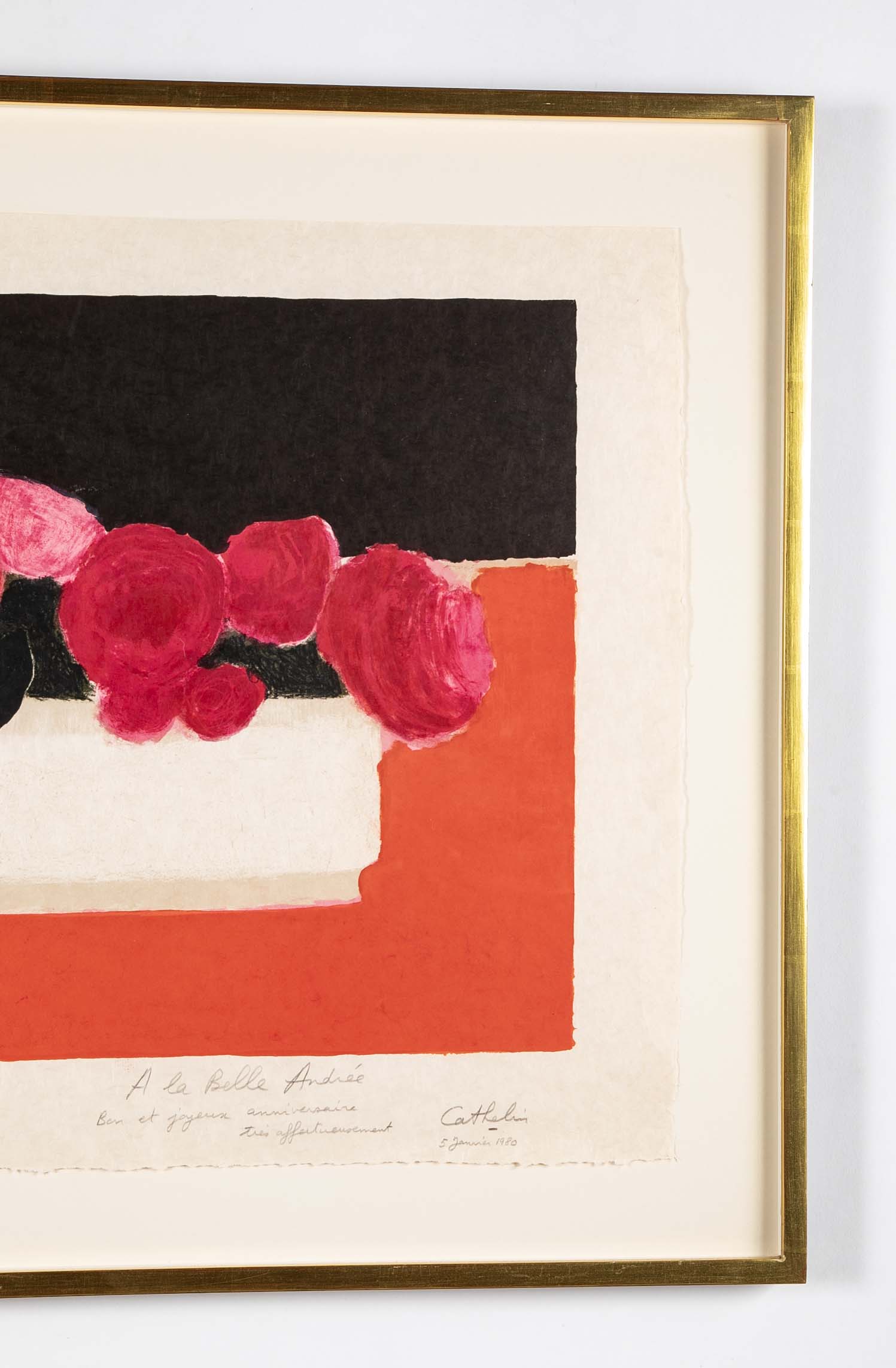 A Bernard Cathelin Lithograph "Hortensias et Poivrons"