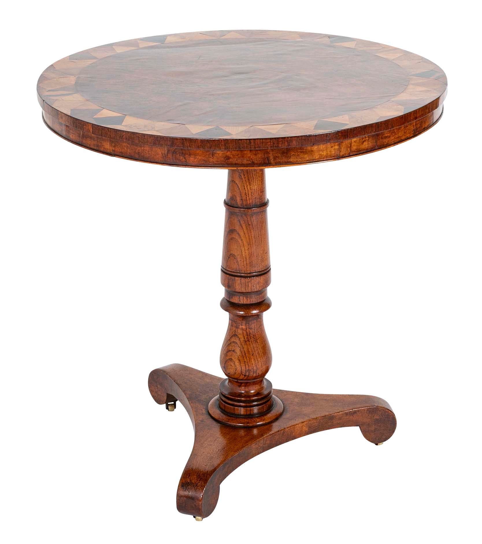 19th Century Round Oak Specimen Table with Central Burr Oak Top