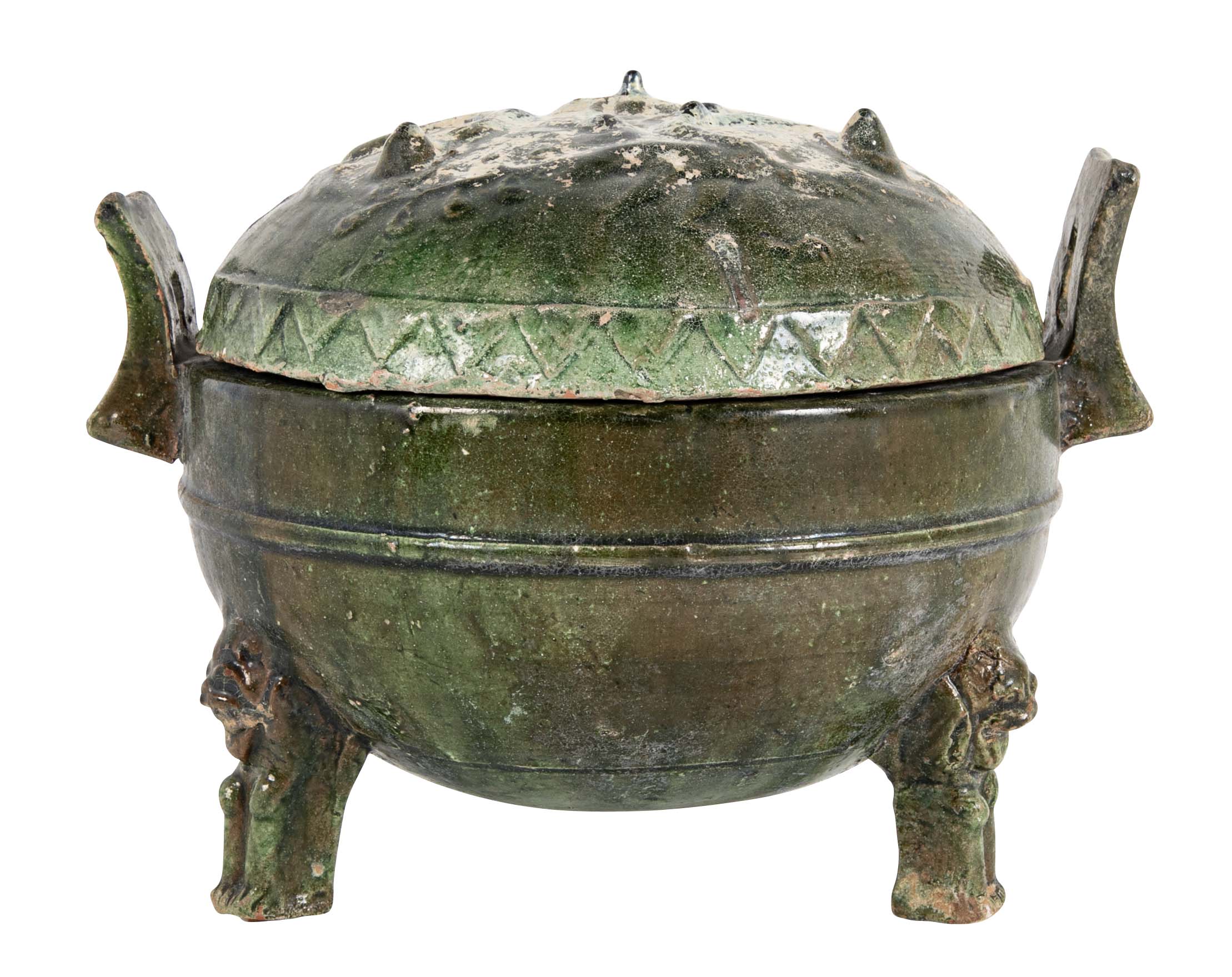 Chinese Rounded Footed Covered Jar