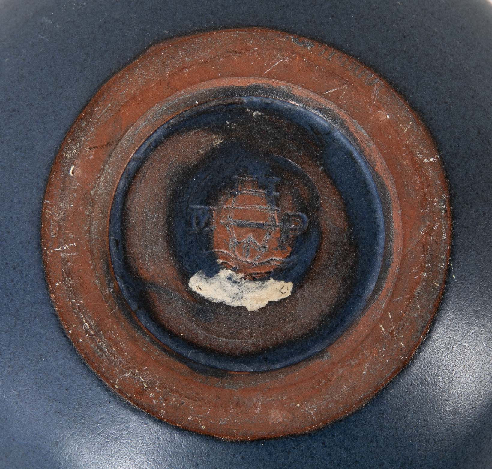 Blue Glazed Marblehead Pottery Low Squat Vase