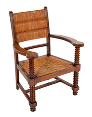 French Wood Armchair with Rush Seat & Back by Charles Dudouyt - 3  Priced Individually