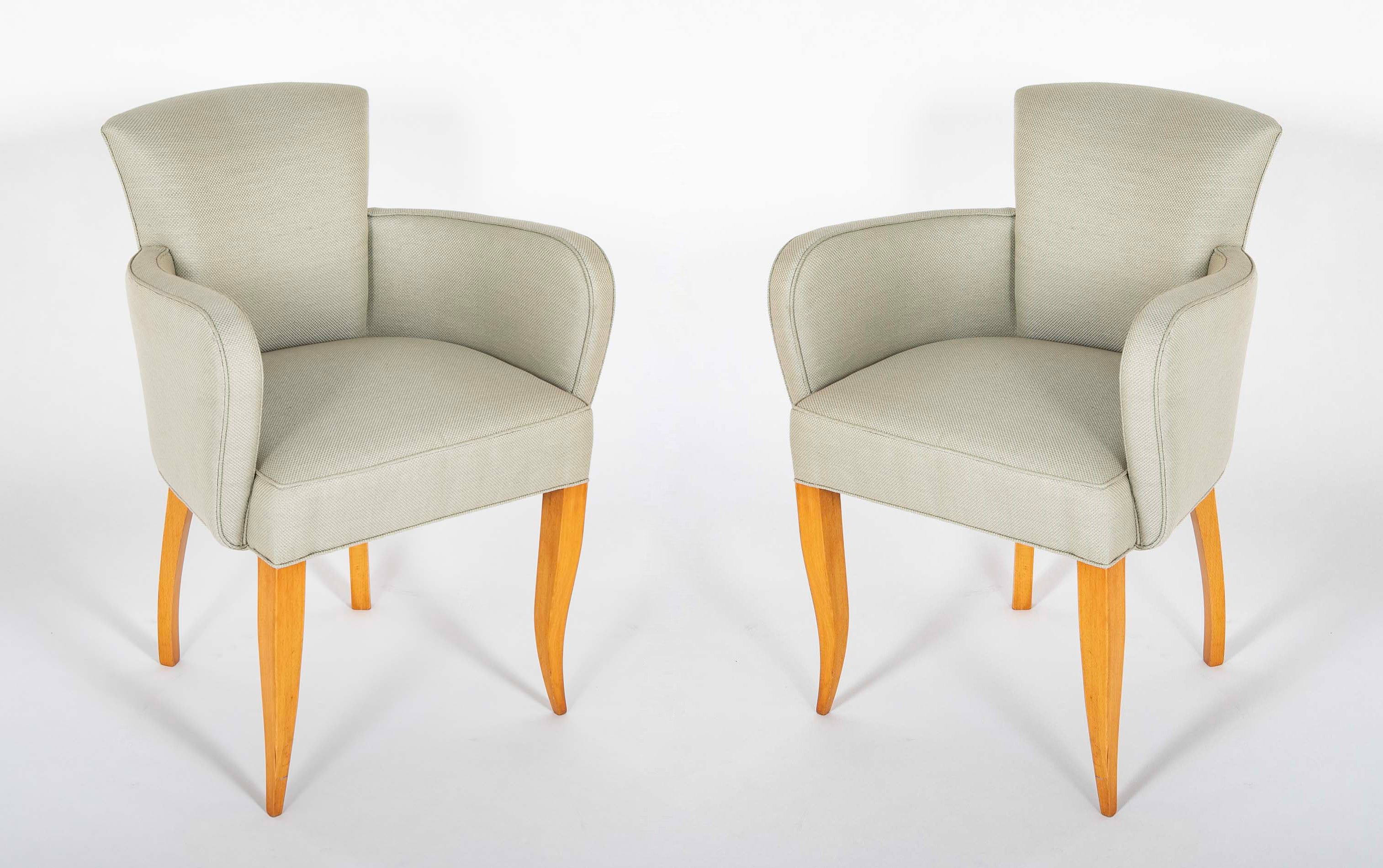 Pair of Jean Pascaud Upholstered Armchairs