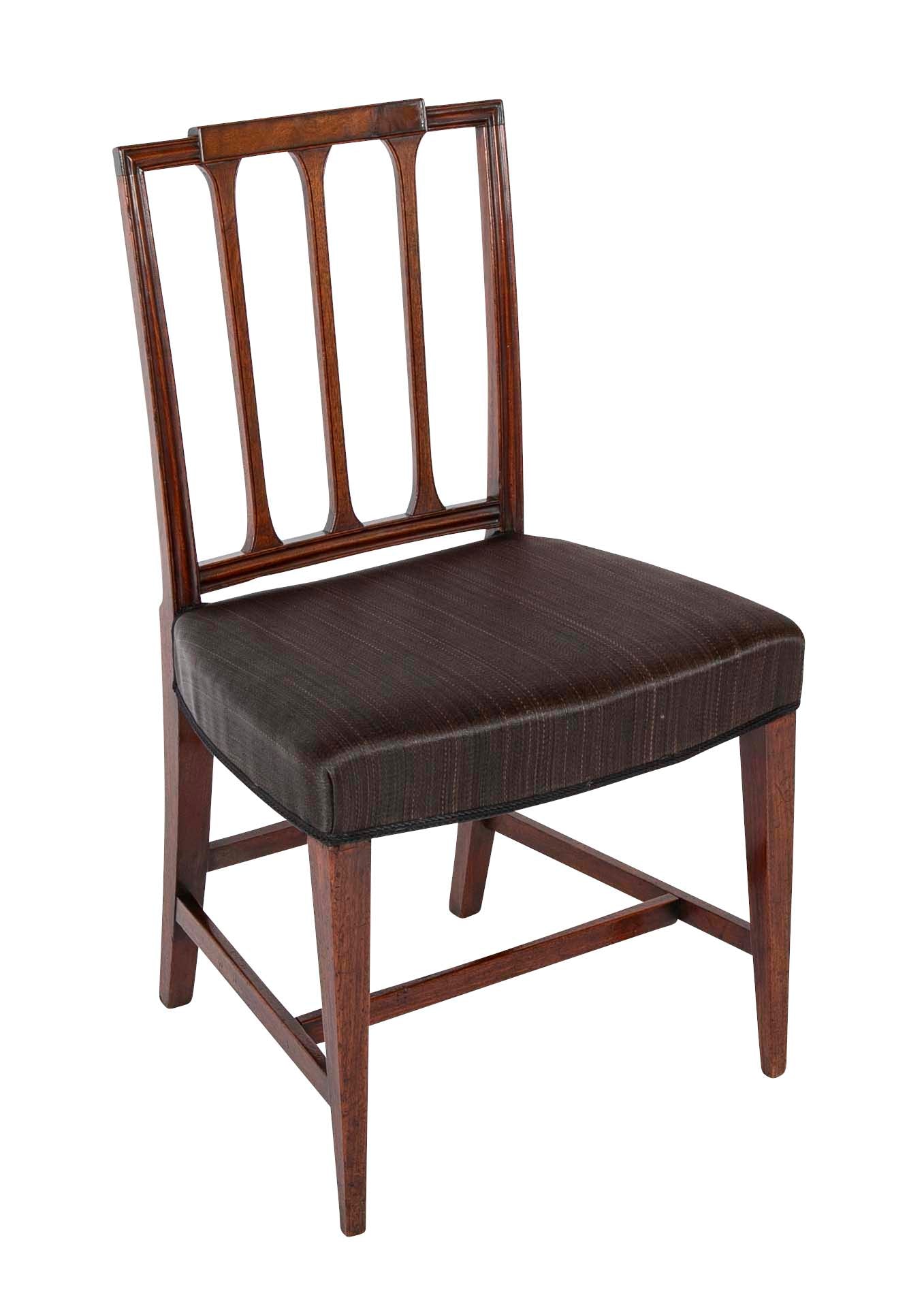 Set of 12 Danish Mahogany Chairs with Black Horsehair Upholstered Seats