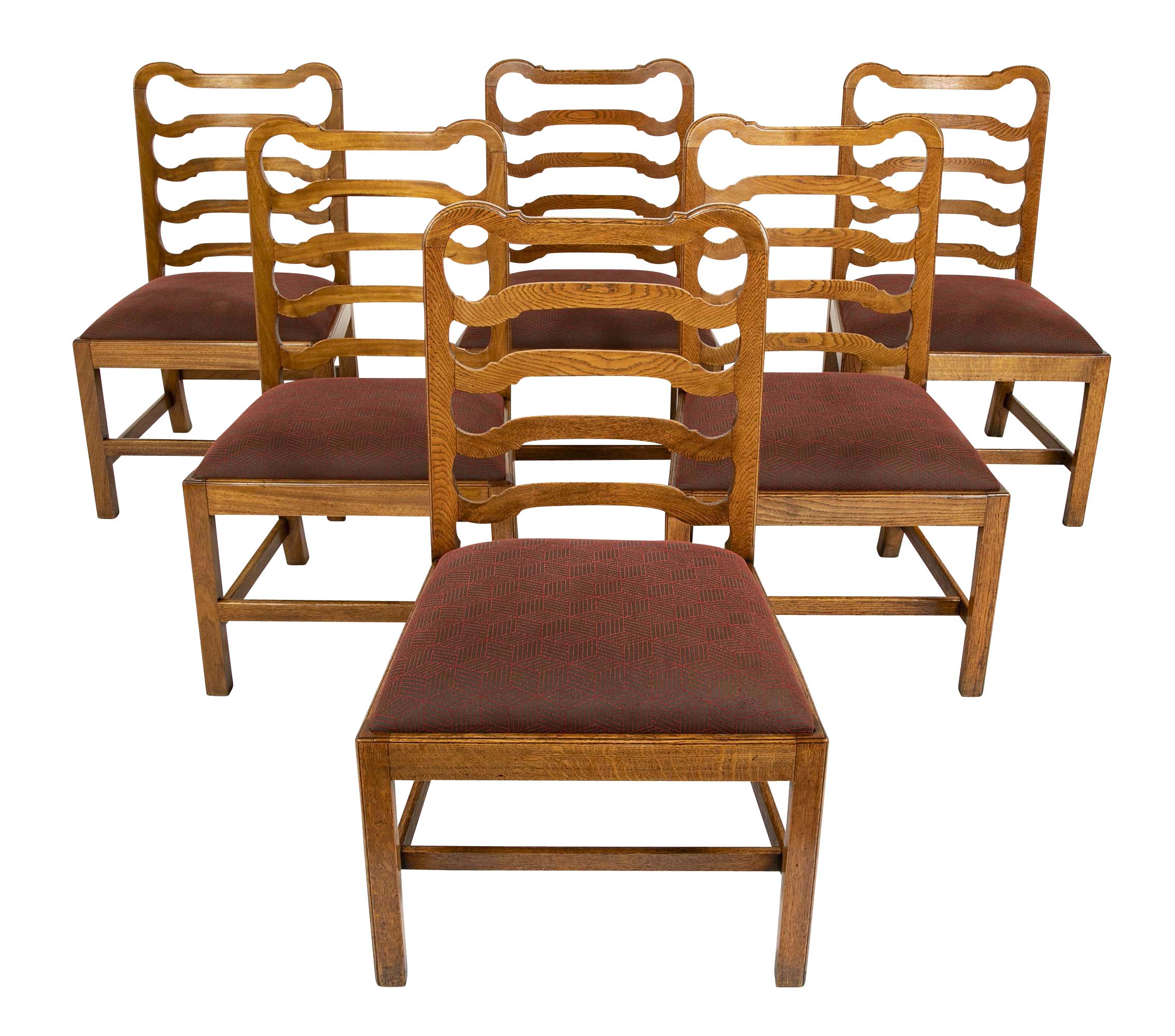 Set of 6 Oak Ladderback Chairs by Whytock & Reid of Edinburgh