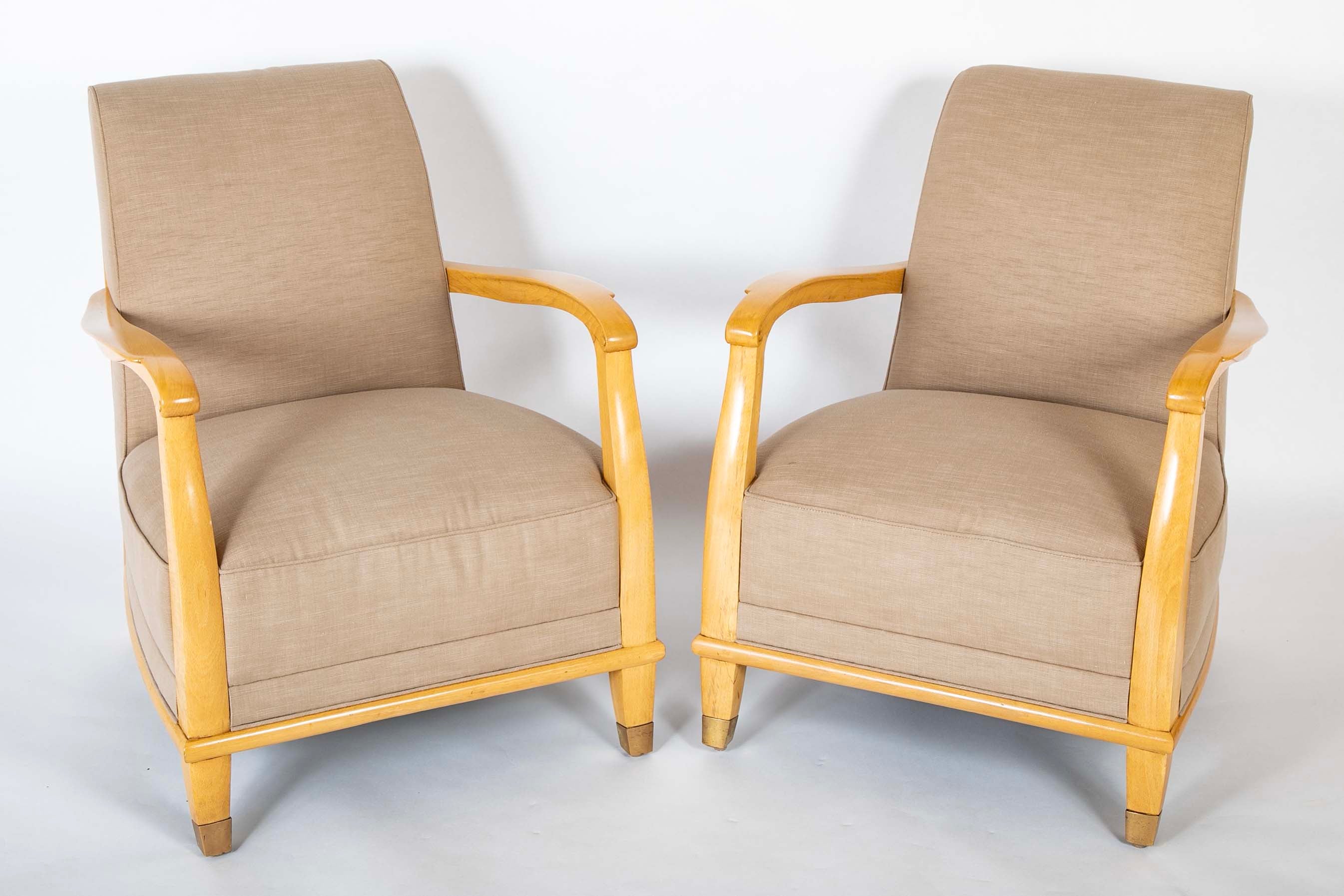 Pair of Jules Leleu Armchairs for the French Ocean Liner "Isle de France"